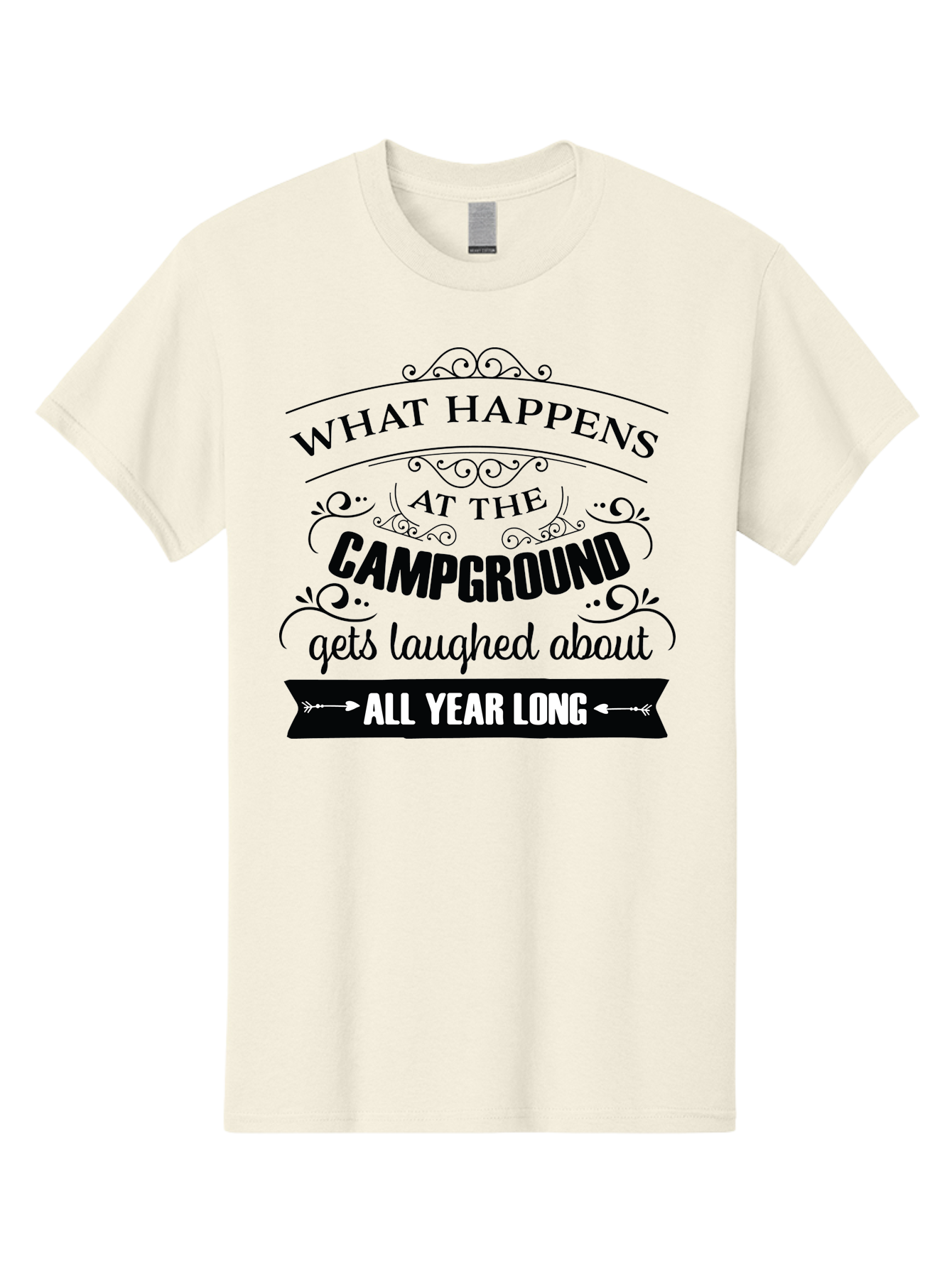 What-Happens-At-The-Campground Men'S Graphic Tee, 100% Cotton, Comfortable Casual Summer Wear, Machine Washable, Camping Funny, Humor Quotes, Outdoorsy Vibe, Camping Adventures, Outdoor Humor, Funny Sayings About Camping, Camping Jokes, Aad298