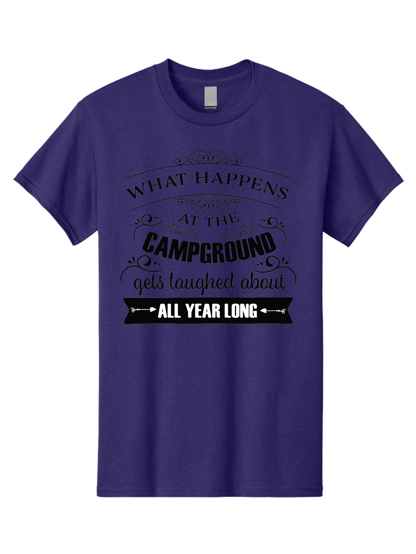What-Happens-At-The-Campground Men'S Graphic Tee, 100% Cotton, Comfortable Casual Summer Wear, Machine Washable, Camping Funny, Humor Quotes, Outdoorsy Vibe, Camping Adventures, Outdoor Humor, Funny Sayings About Camping, Camping Jokes, Aad298
