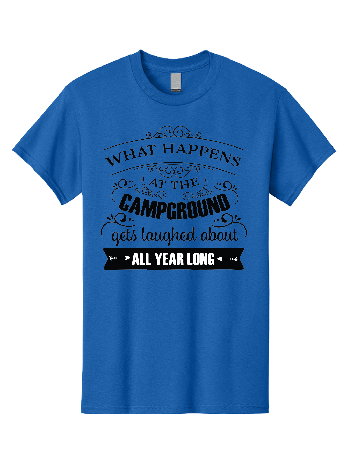 What-Happens-At-The-Campground Men'S Graphic Tee, 100% Cotton, Comfortable Casual Summer Wear, Machine Washable, Camping Funny, Humor Quotes, Outdoorsy Vibe, Camping Adventures, Outdoor Humor, Funny Sayings About Camping, Camping Jokes, Aad298