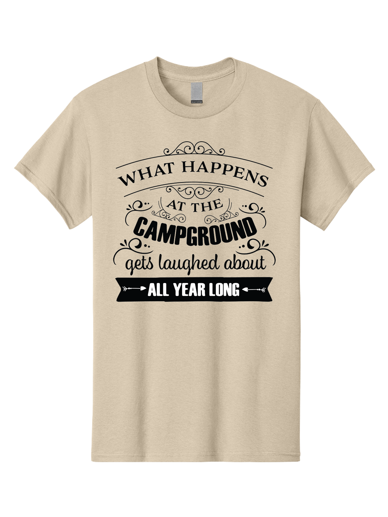 What-Happens-At-The-Campground Men'S Graphic Tee, 100% Cotton, Comfortable Casual Summer Wear, Machine Washable, Camping Funny, Humor Quotes, Outdoorsy Vibe, Camping Adventures, Outdoor Humor, Funny Sayings About Camping, Camping Jokes, Aad298