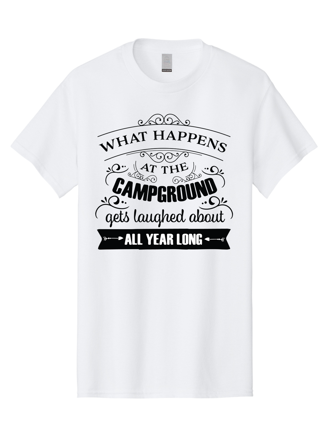 What-Happens-At-The-Campground Men'S Graphic Tee, 100% Cotton, Comfortable Casual Summer Wear, Machine Washable, Camping Funny, Humor Quotes, Outdoorsy Vibe, Camping Adventures, Outdoor Humor, Funny Sayings About Camping, Camping Jokes, Aad298