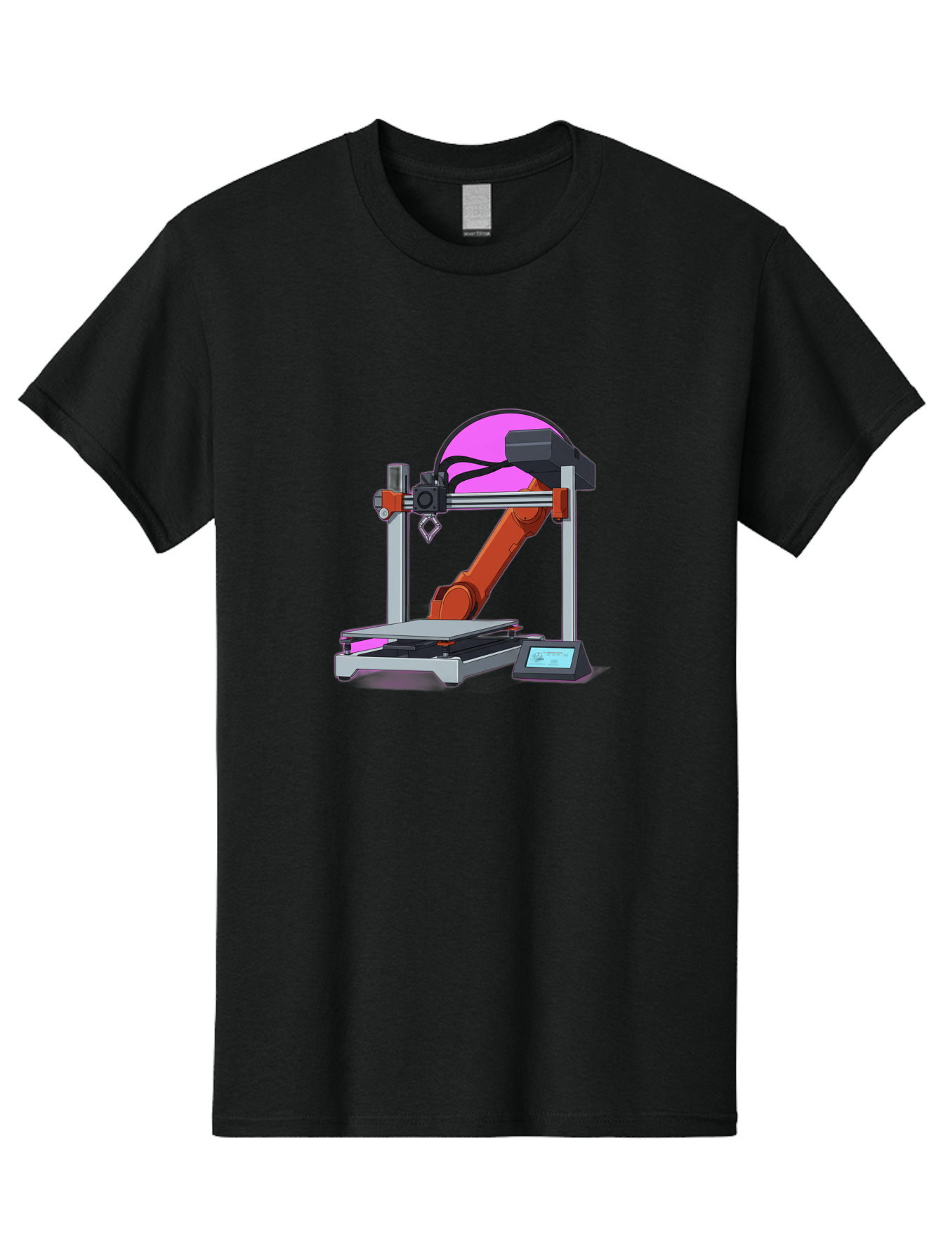 3D-Printer-1 Men'S Graphic Tee, 100% Cotton, Comfortable Casual Summer Wear, Machine Washable, Industrial Robotic Arm, 3D Printing Technology, Additive Manufacturing, Precision Engineering, Futuristic Design, Modern Machinery, Baa002