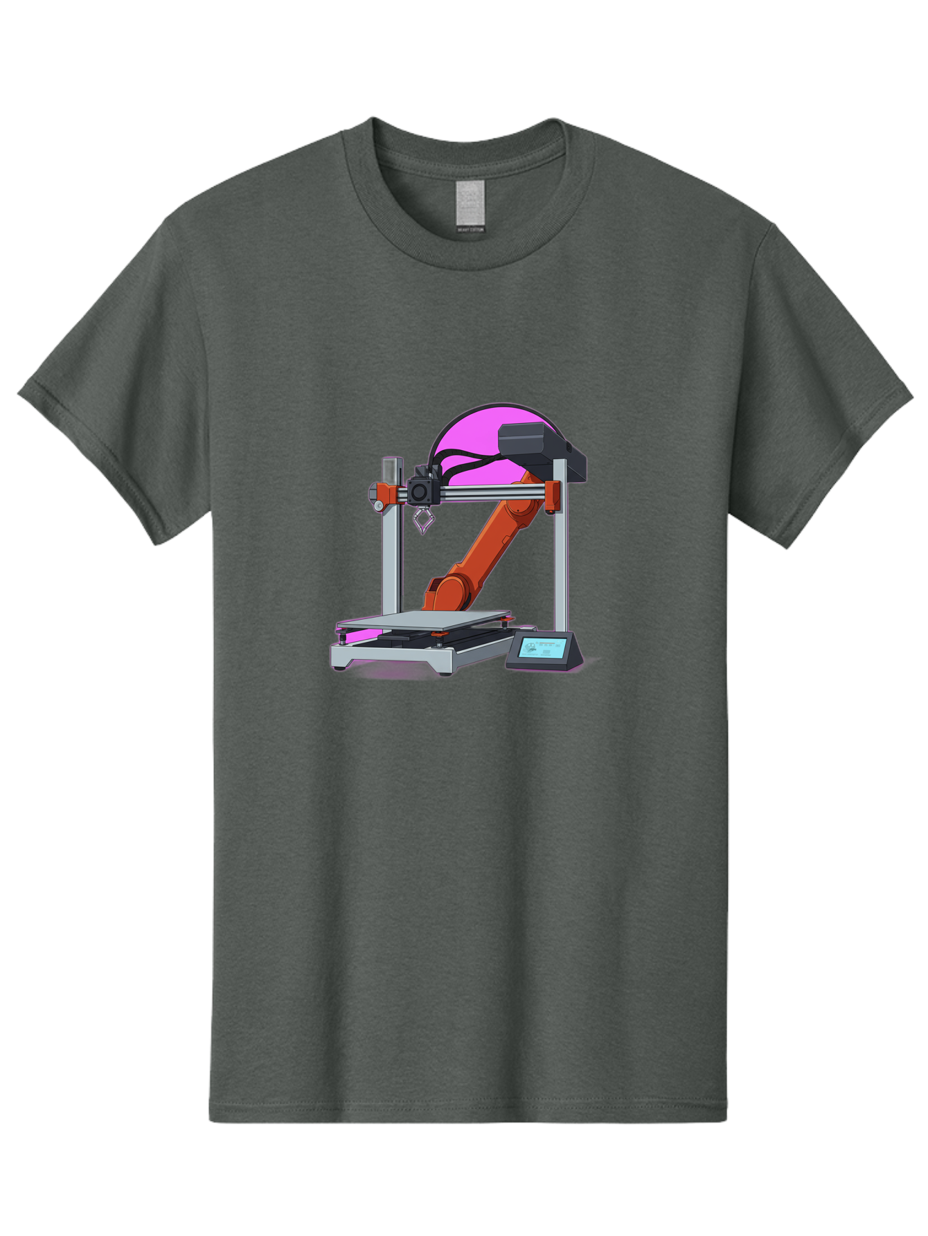 3D-Printer-1 Men'S Graphic Tee, 100% Cotton, Comfortable Casual Summer Wear, Machine Washable, Industrial Robotic Arm, 3D Printing Technology, Additive Manufacturing, Precision Engineering, Futuristic Design, Modern Machinery, Baa002