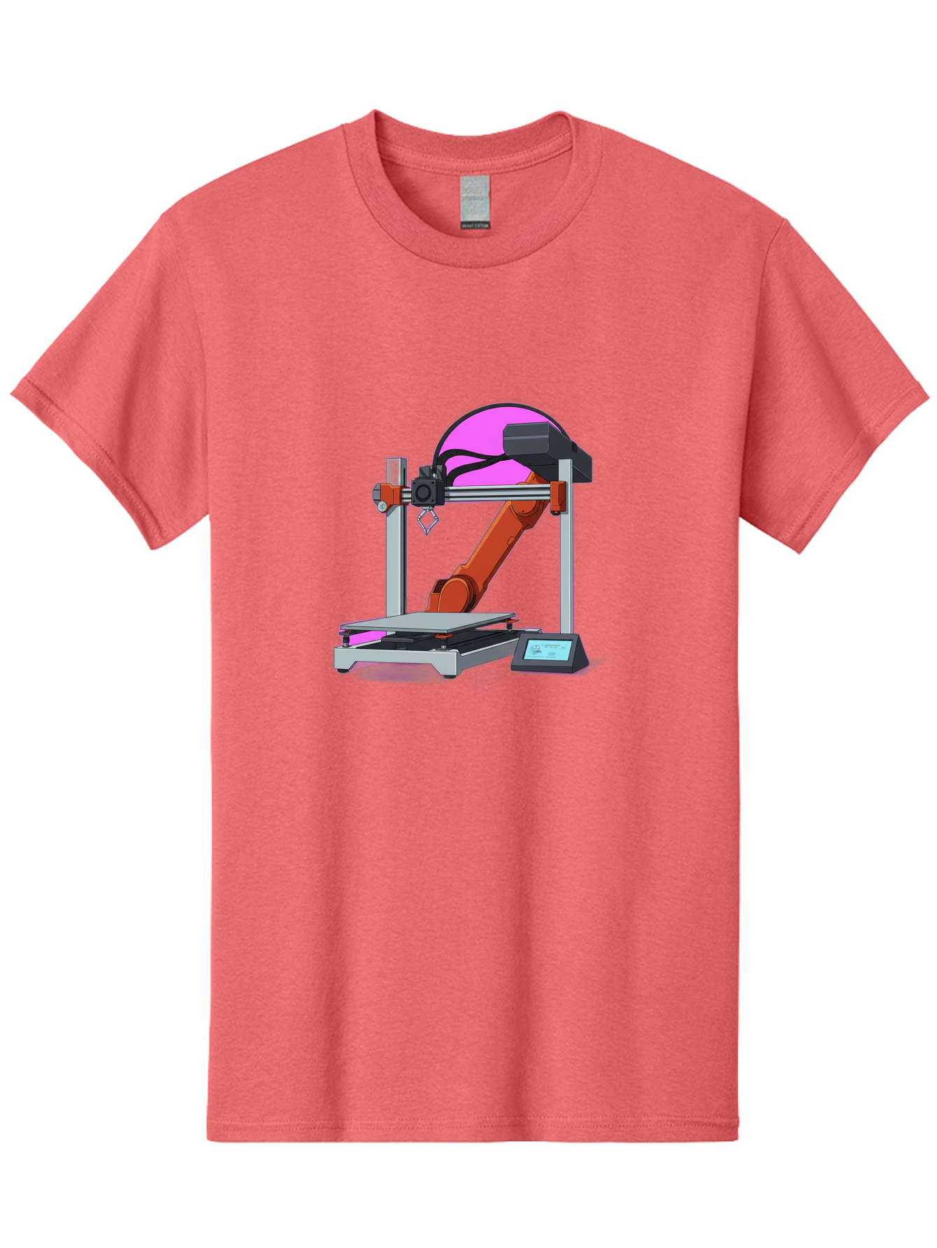3D-Printer-1 Men'S Graphic Tee, 100% Cotton, Comfortable Casual Summer Wear, Machine Washable, Industrial Robotic Arm, 3D Printing Technology, Additive Manufacturing, Precision Engineering, Futuristic Design, Modern Machinery, Baa002
