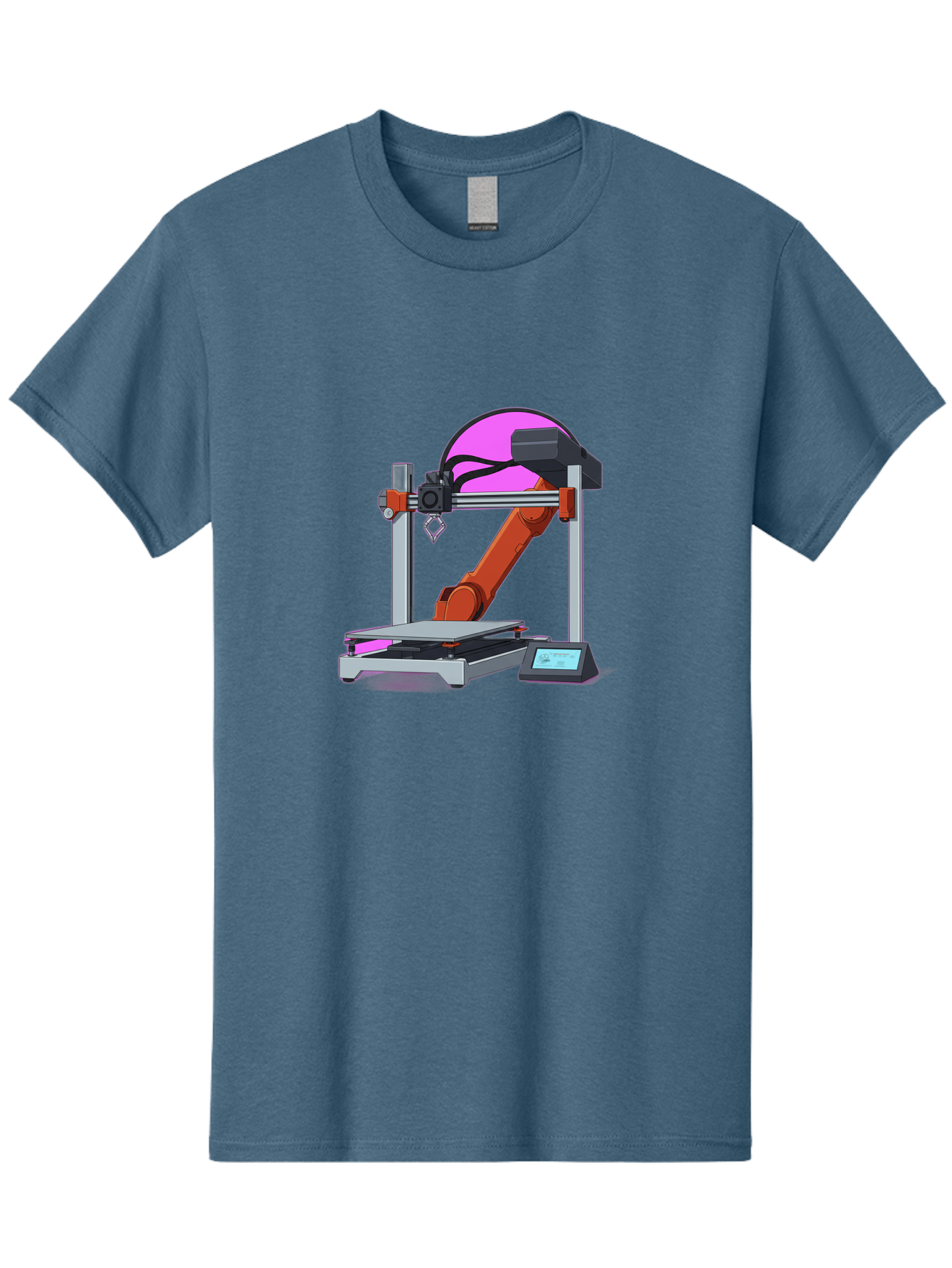 3D-Printer-1 Men'S Graphic Tee, 100% Cotton, Comfortable Casual Summer Wear, Machine Washable, Industrial Robotic Arm, 3D Printing Technology, Additive Manufacturing, Precision Engineering, Futuristic Design, Modern Machinery, Baa002