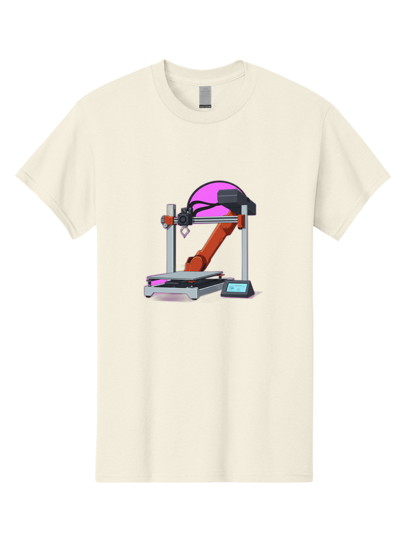 3D-Printer-1 Men'S Graphic Tee, 100% Cotton, Comfortable Casual Summer Wear, Machine Washable, Industrial Robotic Arm, 3D Printing Technology, Additive Manufacturing, Precision Engineering, Futuristic Design, Modern Machinery, Baa002