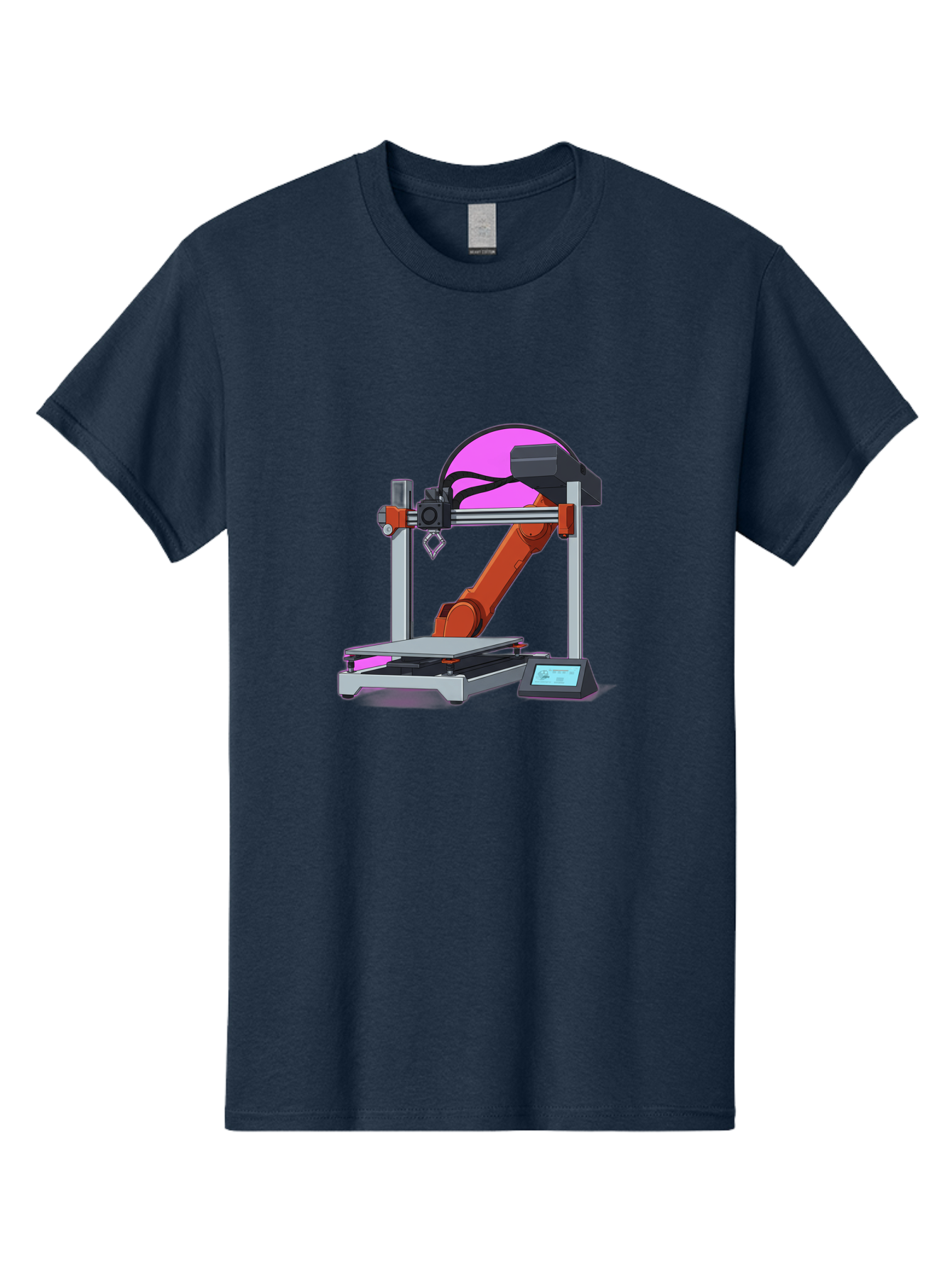 3D-Printer-1 Men'S Graphic Tee, 100% Cotton, Comfortable Casual Summer Wear, Machine Washable, Industrial Robotic Arm, 3D Printing Technology, Additive Manufacturing, Precision Engineering, Futuristic Design, Modern Machinery, Baa002