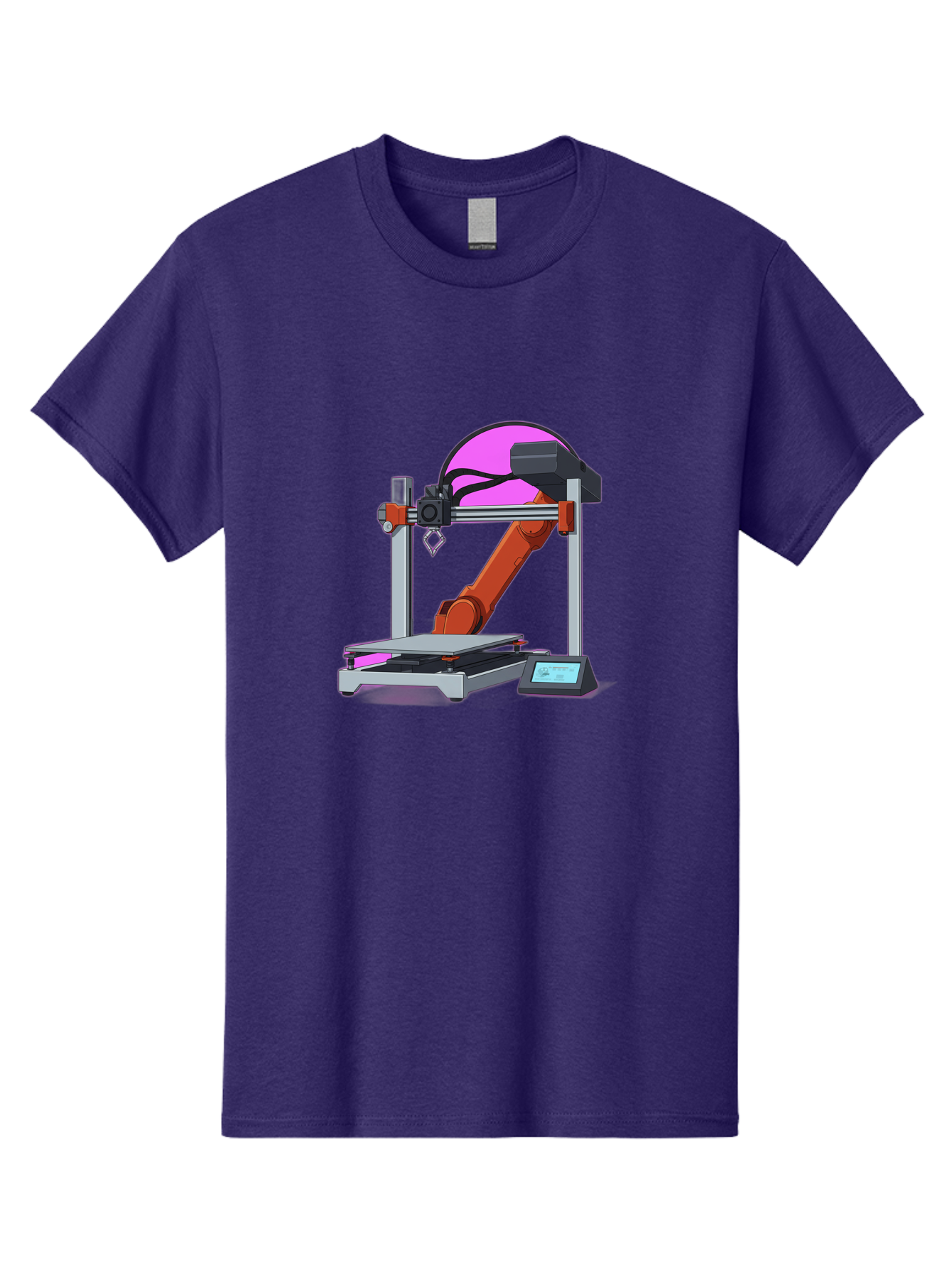 3D-Printer-1 Men'S Graphic Tee, 100% Cotton, Comfortable Casual Summer Wear, Machine Washable, Industrial Robotic Arm, 3D Printing Technology, Additive Manufacturing, Precision Engineering, Futuristic Design, Modern Machinery, Baa002
