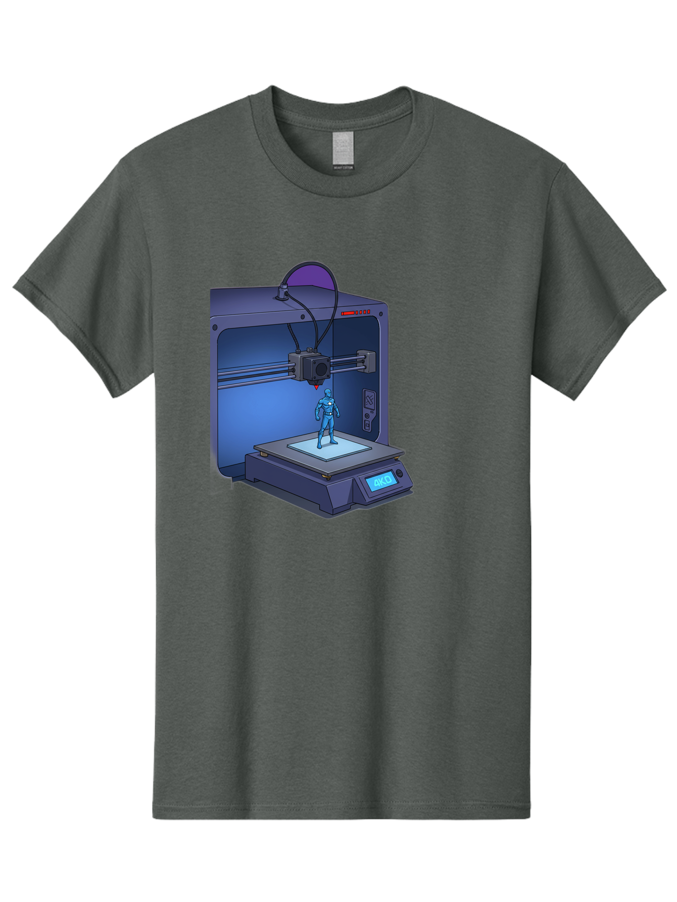 3D-Printer-10 Men'S Graphic Tee, 100% Cotton, Comfortable Casual Summer Wear, Machine Washable, 3D Printing Technology, Futuristic Design, Robotic Figure, Precise Manufacturing, Innovative Machinery, Additive Manufacturing, Ako Baa003