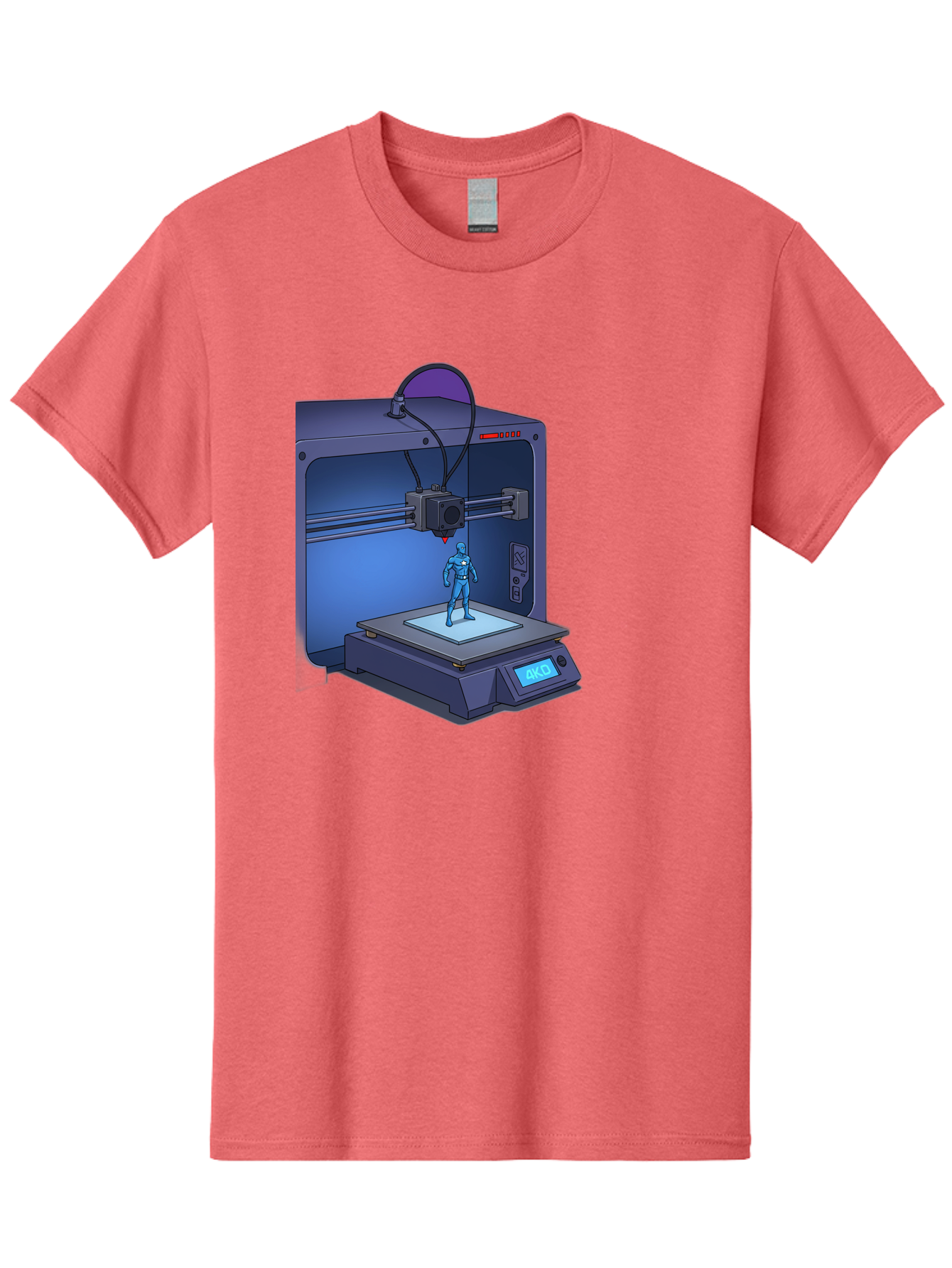 3D-Printer-10 Men'S Graphic Tee, 100% Cotton, Comfortable Casual Summer Wear, Machine Washable, 3D Printing Technology, Futuristic Design, Robotic Figure, Precise Manufacturing, Innovative Machinery, Additive Manufacturing, Ako Baa003