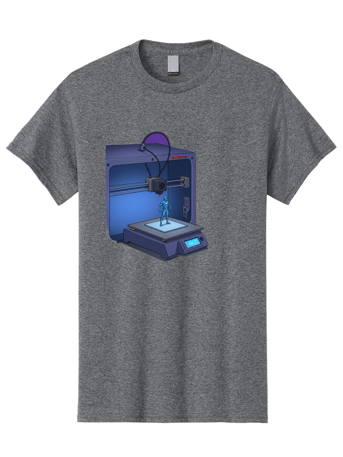 3D-Printer-10 Men'S Graphic Tee, 100% Cotton, Comfortable Casual Summer Wear, Machine Washable, 3D Printing Technology, Futuristic Design, Robotic Figure, Precise Manufacturing, Innovative Machinery, Additive Manufacturing, Ako Baa003