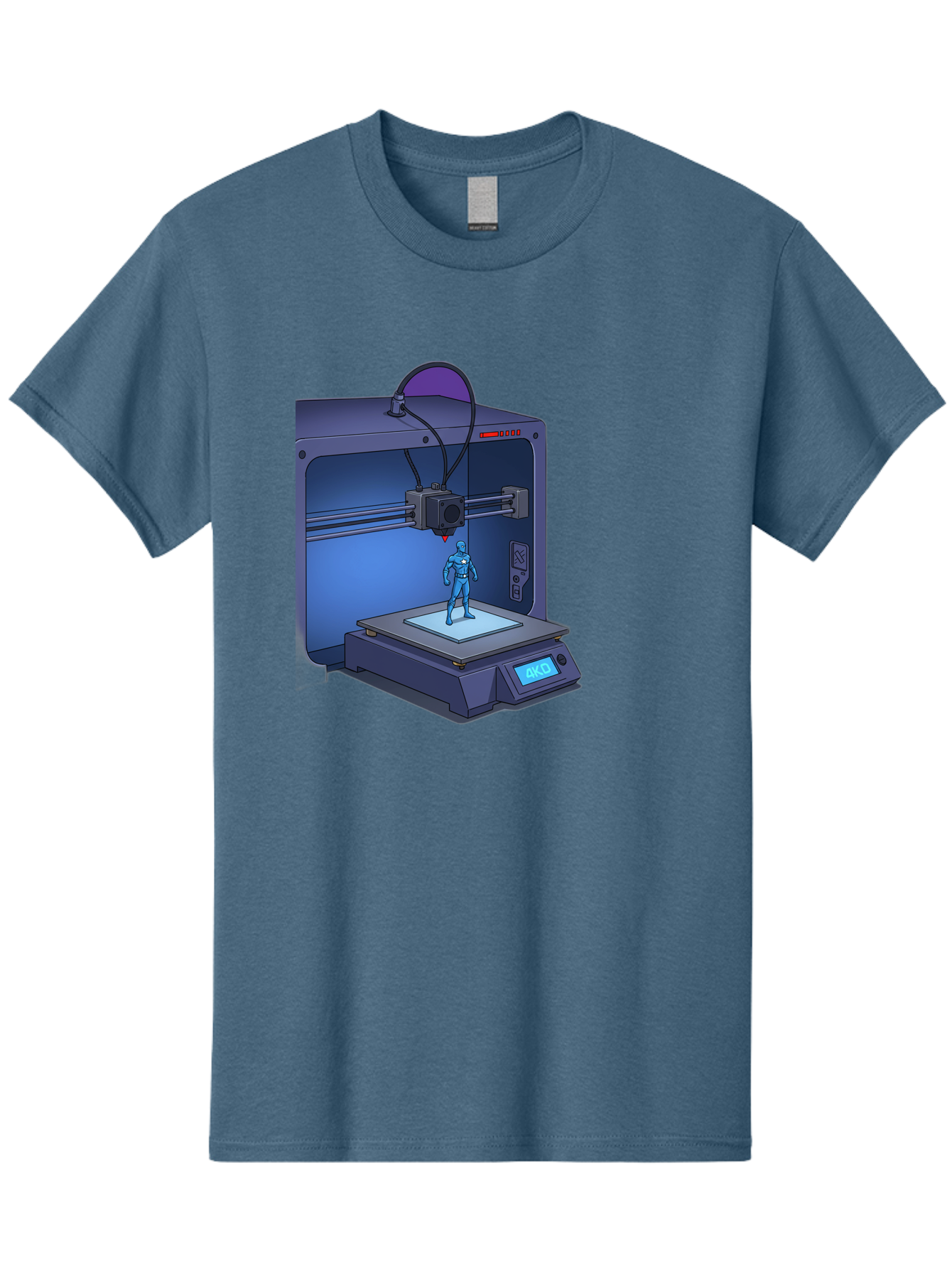 3D-Printer-10 Men'S Graphic Tee, 100% Cotton, Comfortable Casual Summer Wear, Machine Washable, 3D Printing Technology, Futuristic Design, Robotic Figure, Precise Manufacturing, Innovative Machinery, Additive Manufacturing, Ako Baa003