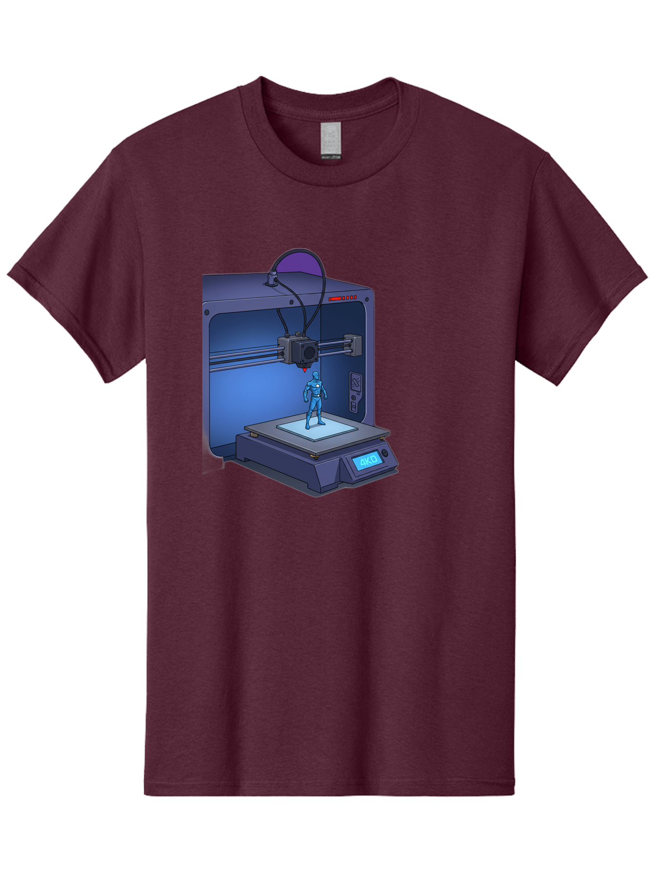 3D-Printer-10 Men'S Graphic Tee, 100% Cotton, Comfortable Casual Summer Wear, Machine Washable, 3D Printing Technology, Futuristic Design, Robotic Figure, Precise Manufacturing, Innovative Machinery, Additive Manufacturing, Ako Baa003