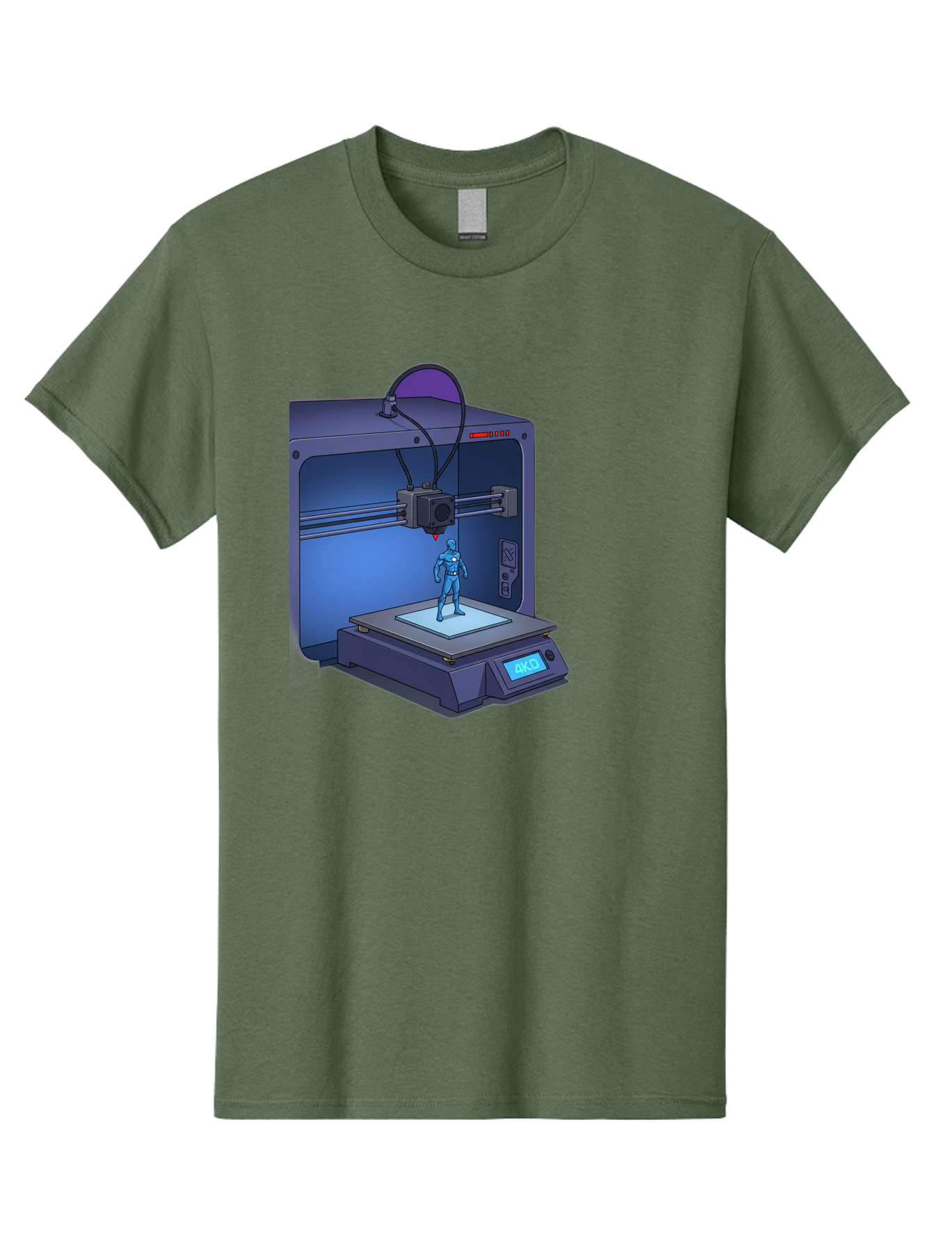 3D-Printer-10 Men'S Graphic Tee, 100% Cotton, Comfortable Casual Summer Wear, Machine Washable, 3D Printing Technology, Futuristic Design, Robotic Figure, Precise Manufacturing, Innovative Machinery, Additive Manufacturing, Ako Baa003