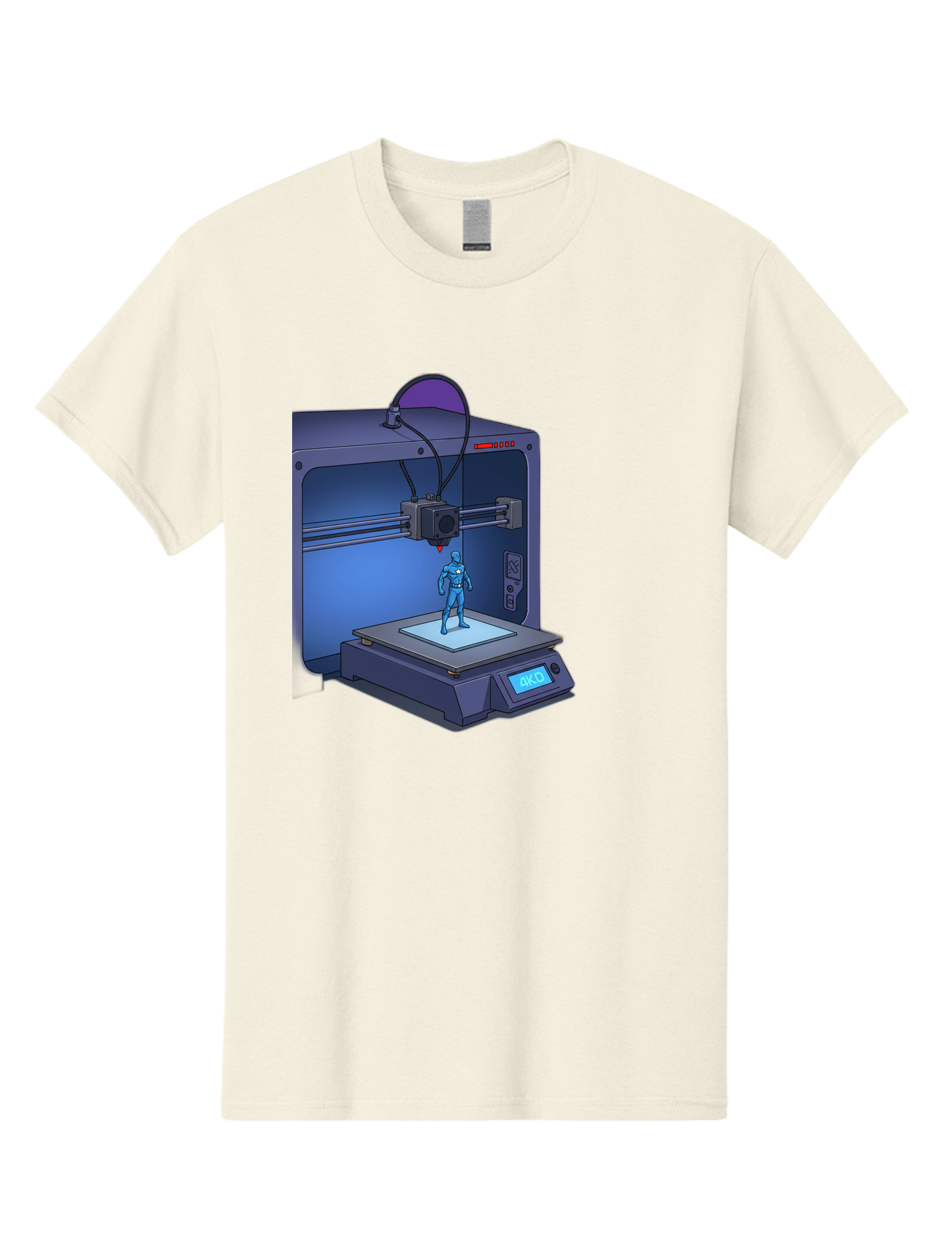 3D-Printer-10 Men'S Graphic Tee, 100% Cotton, Comfortable Casual Summer Wear, Machine Washable, 3D Printing Technology, Futuristic Design, Robotic Figure, Precise Manufacturing, Innovative Machinery, Additive Manufacturing, Ako Baa003