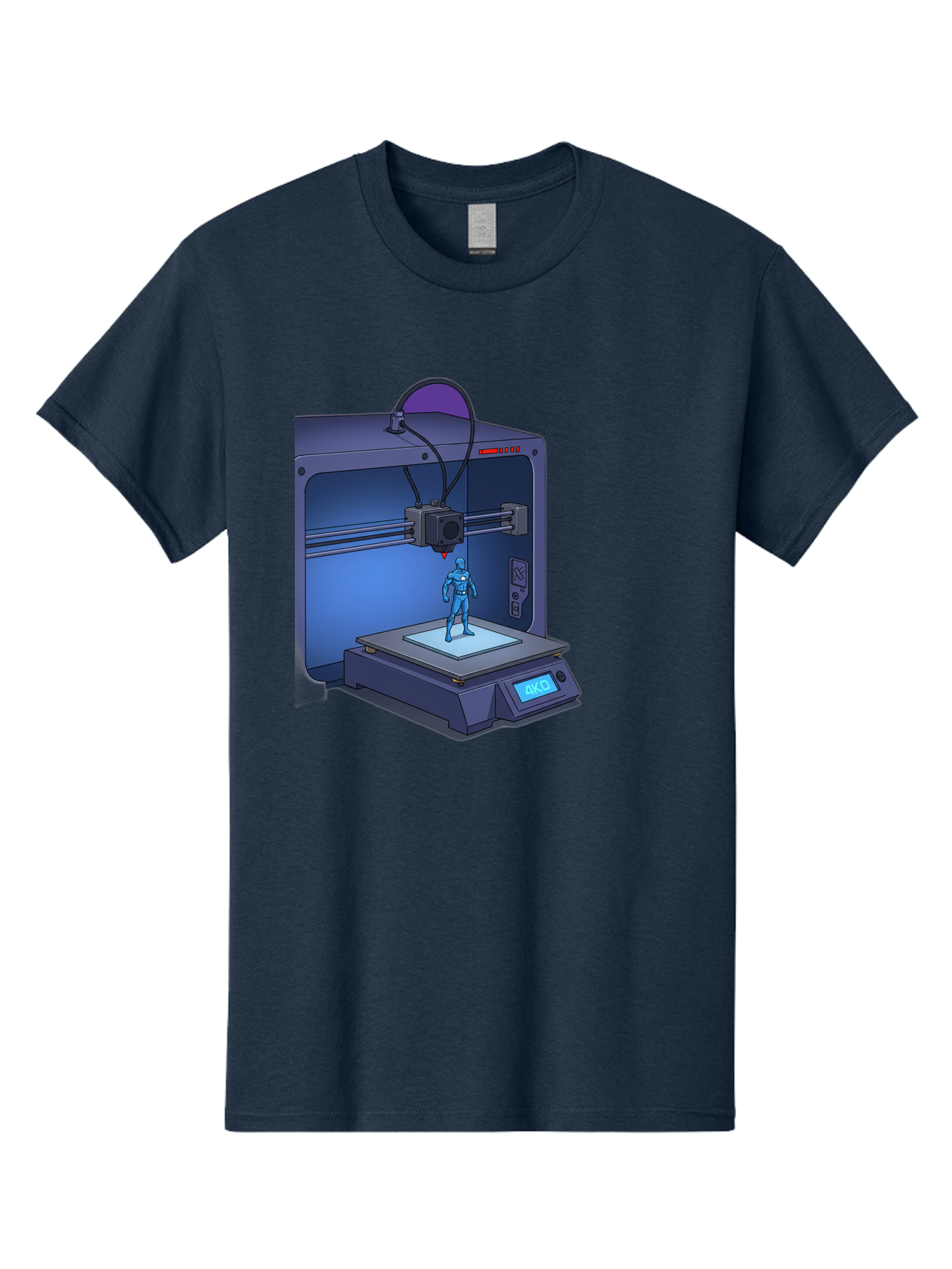 3D-Printer-10 Men'S Graphic Tee, 100% Cotton, Comfortable Casual Summer Wear, Machine Washable, 3D Printing Technology, Futuristic Design, Robotic Figure, Precise Manufacturing, Innovative Machinery, Additive Manufacturing, Ako Baa003