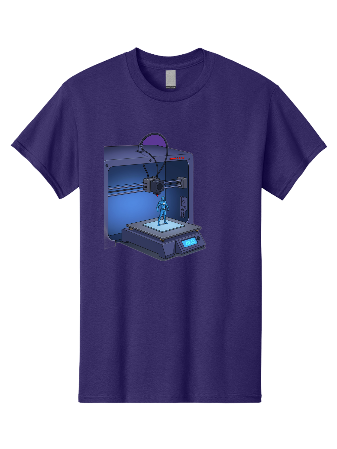 3D-Printer-10 Men'S Graphic Tee, 100% Cotton, Comfortable Casual Summer Wear, Machine Washable, 3D Printing Technology, Futuristic Design, Robotic Figure, Precise Manufacturing, Innovative Machinery, Additive Manufacturing, Ako Baa003