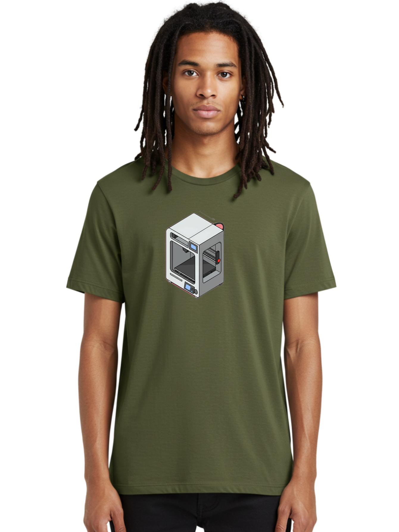 3D-Printer-11 Men'S Graphic Tee, 100% Cotton, Comfortable Casual Summer Wear, Machine Washable, 3D Printing Technology, Additive Manufacturing, Rapid Prototyping, Digital Fabrication, Futuristic Design, Modern Machinery, Precision Engineering, Baa004