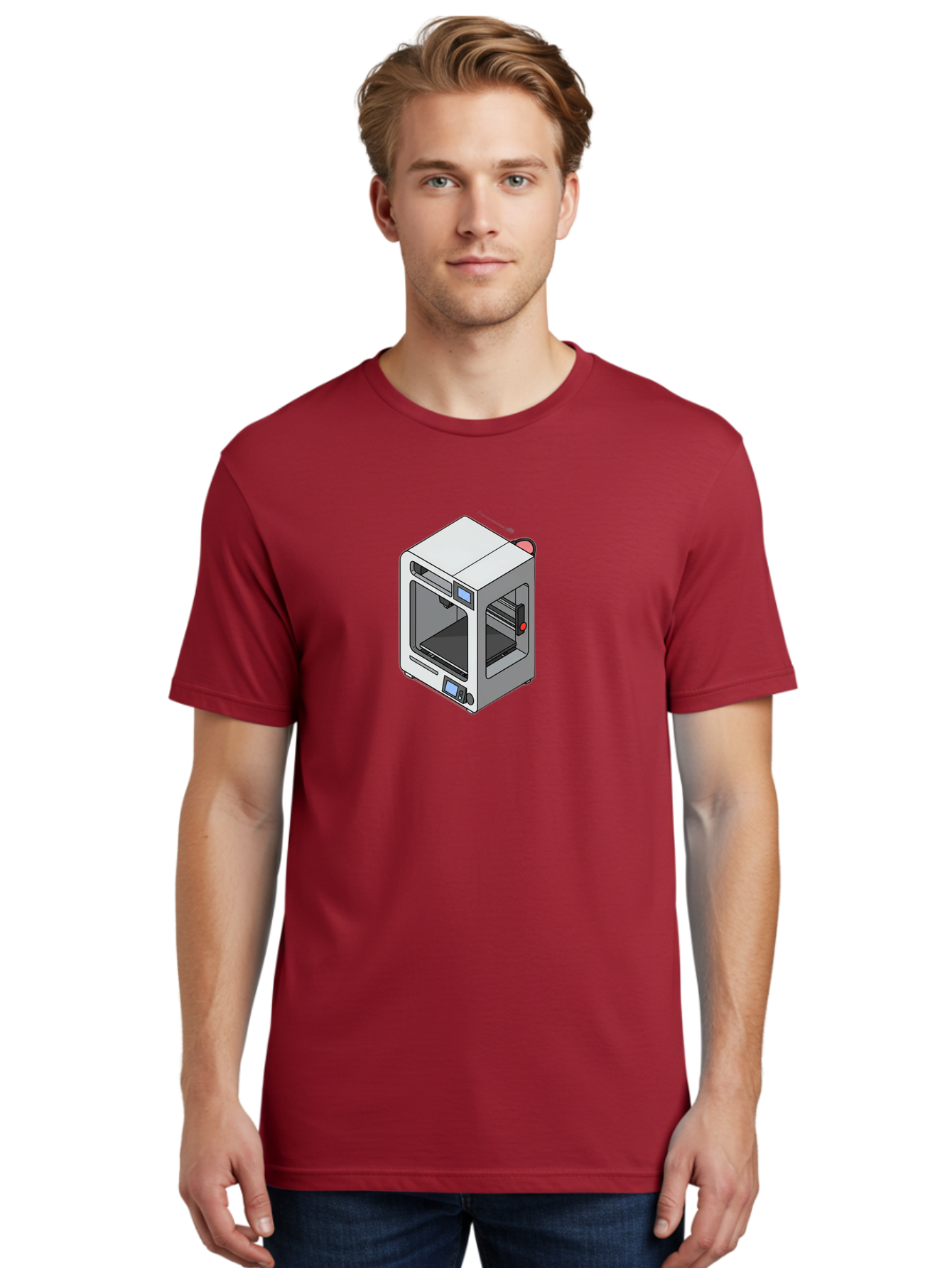 3D-Printer-11 Men'S Graphic Tee, 100% Cotton, Comfortable Casual Summer Wear, Machine Washable, 3D Printing Technology, Additive Manufacturing, Rapid Prototyping, Digital Fabrication, Futuristic Design, Modern Machinery, Precision Engineering, Baa004