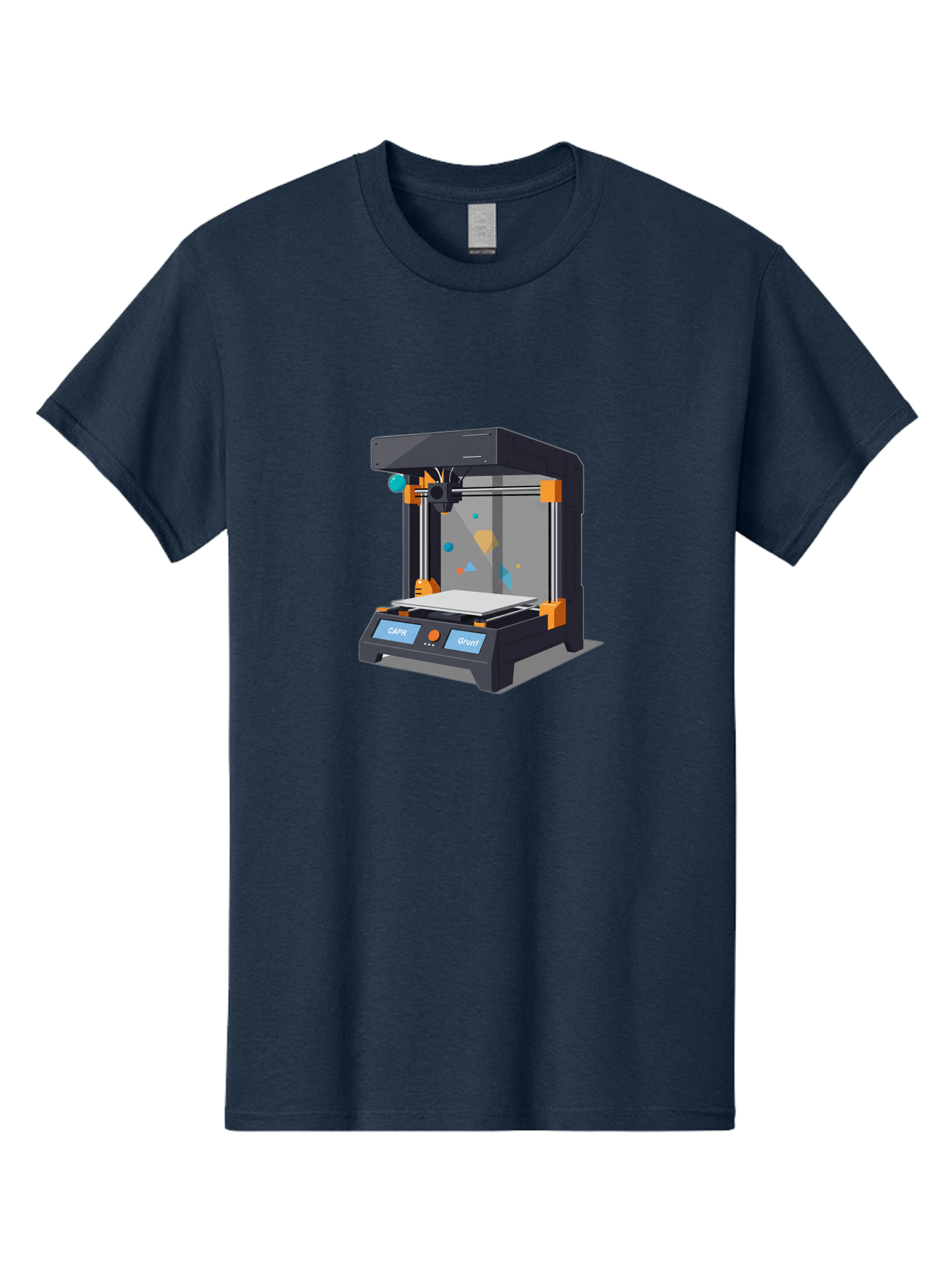 3D-Printer-14 Men'S Graphic Tee, 100% Cotton, Comfortable Casual Summer Wear, Machine Washable, 3D Printing Technology, Modern Manufacturing, Additive Manufacturing, Print Head, Build Platform, Capr, Grafit, Digital Fabrication, Baa007