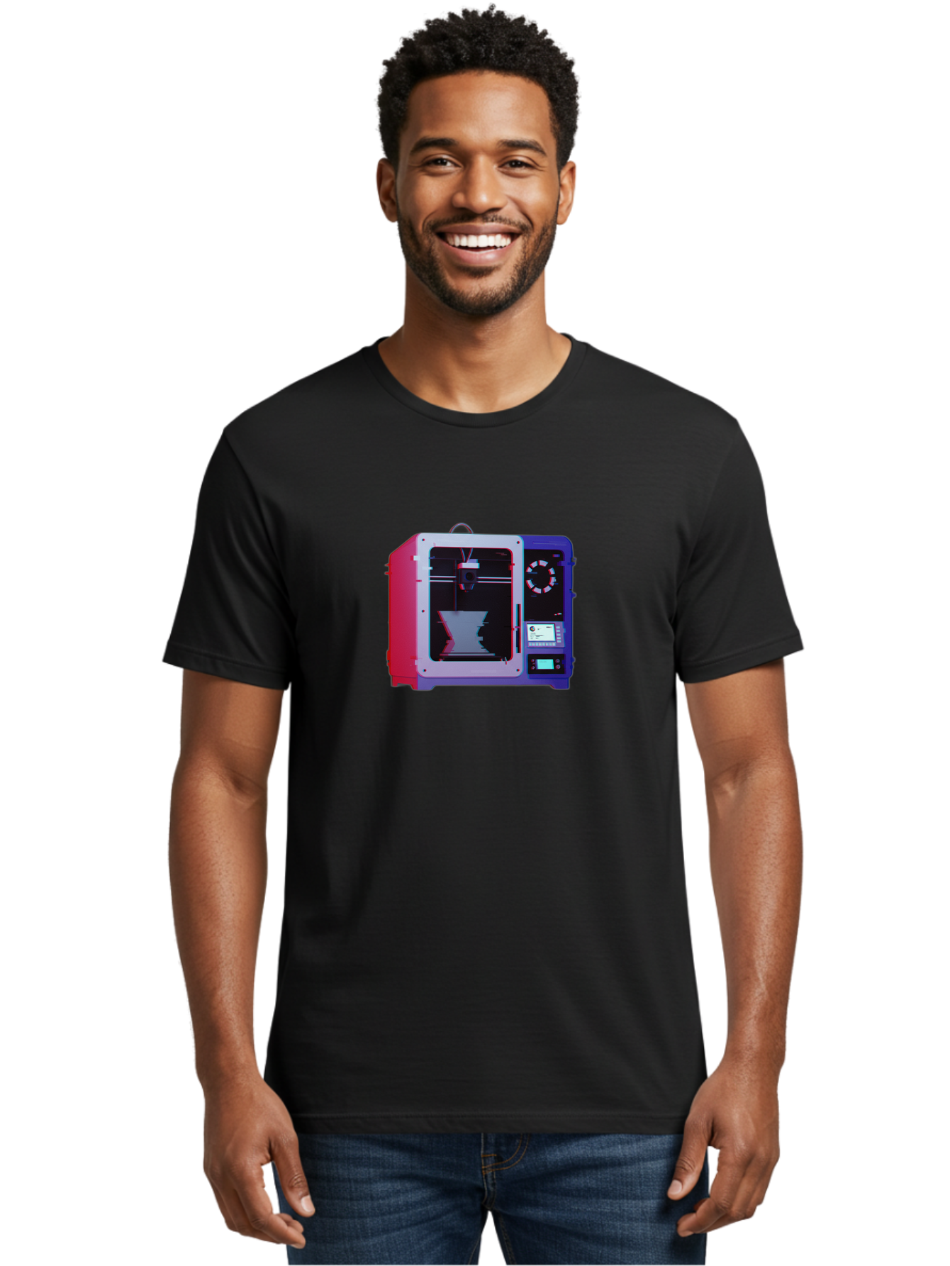 3D-Printer-15 Men'S Graphic Tee, 100% Cotton, Comfortable Casual Summer Wear, Machine Washable, 3D Printing Technology, Additive Manufacturing, Futuristic Design, Digital Fabrication, Rapid Prototyping, Custom Parts, Innovative Machinery Baa008