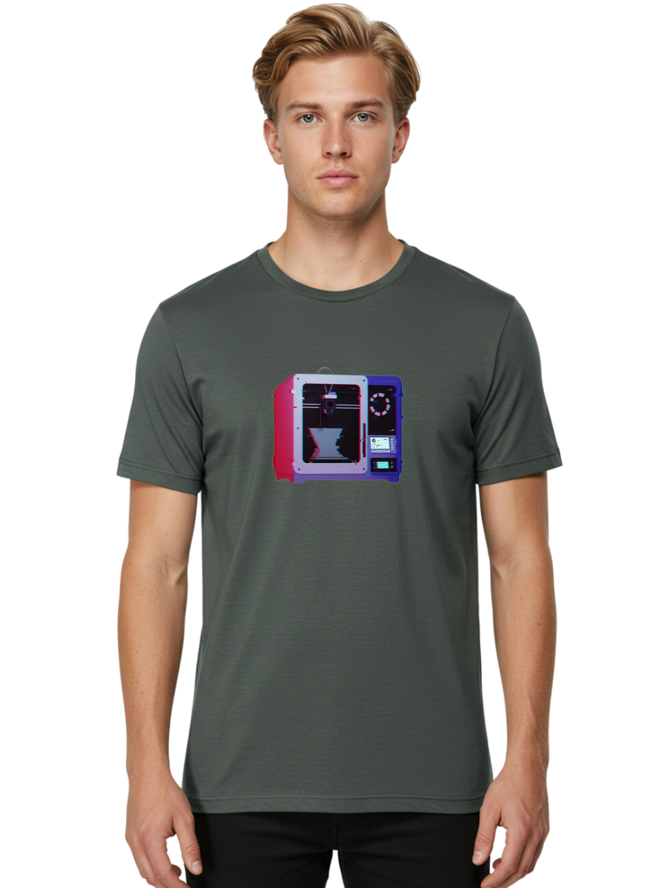 3D-Printer-15 Men'S Graphic Tee, 100% Cotton, Comfortable Casual Summer Wear, Machine Washable, 3D Printing Technology, Additive Manufacturing, Futuristic Design, Digital Fabrication, Rapid Prototyping, Custom Parts, Innovative Machinery Baa008