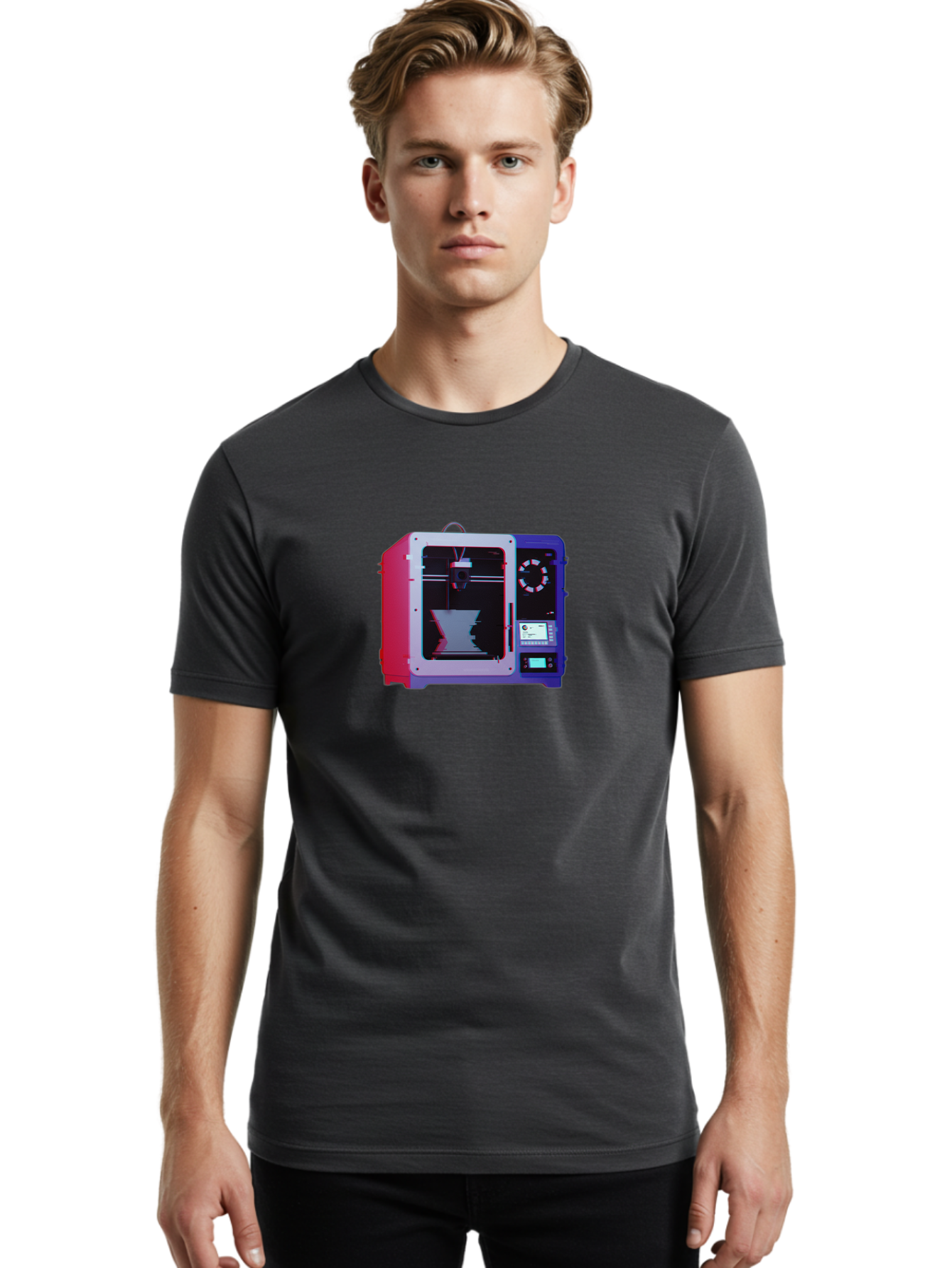 3D-Printer-15 Men'S Graphic Tee, 100% Cotton, Comfortable Casual Summer Wear, Machine Washable, 3D Printing Technology, Additive Manufacturing, Futuristic Design, Digital Fabrication, Rapid Prototyping, Custom Parts, Innovative Machinery Baa008