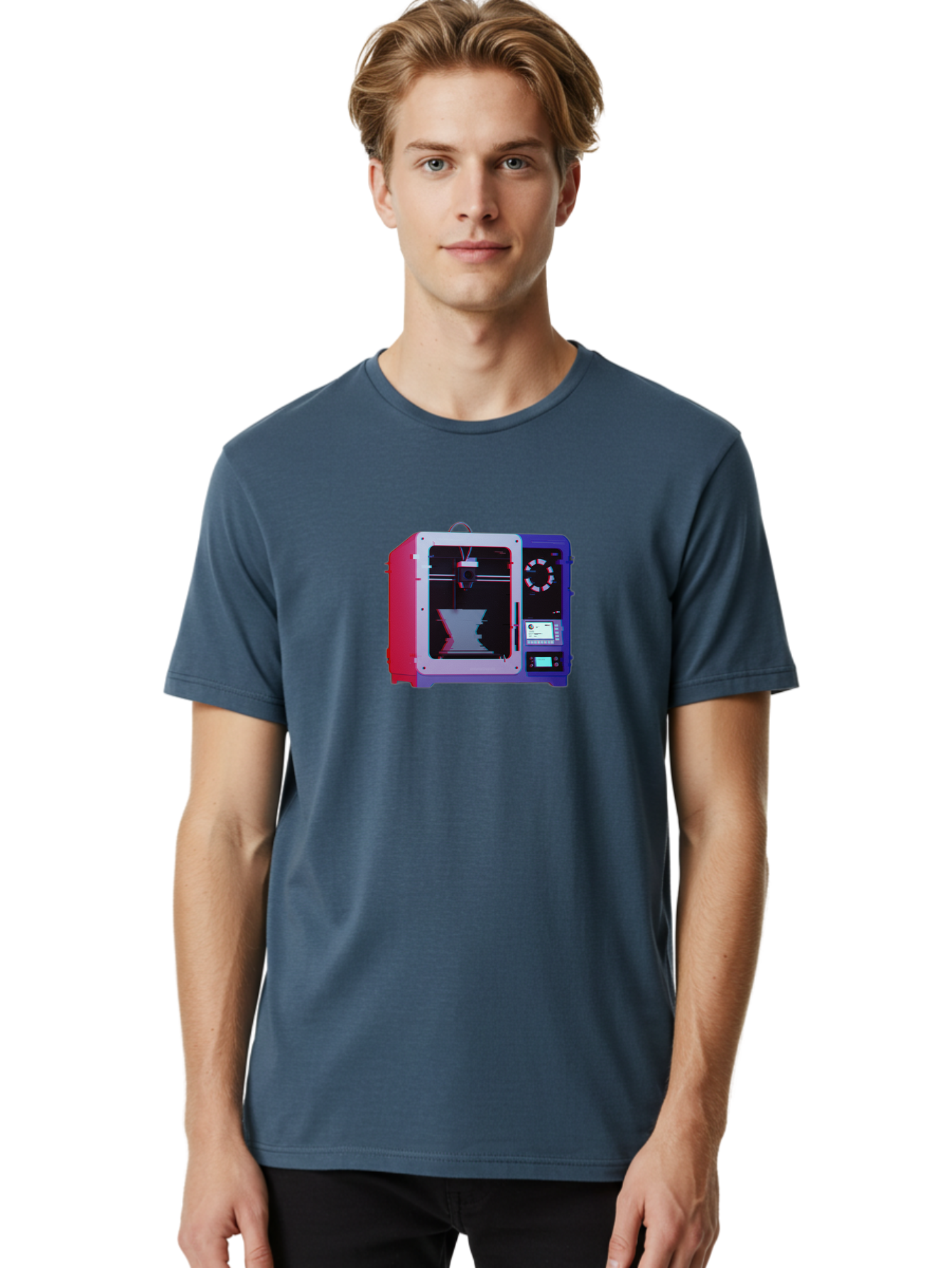 3D-Printer-15 Men'S Graphic Tee, 100% Cotton, Comfortable Casual Summer Wear, Machine Washable, 3D Printing Technology, Additive Manufacturing, Futuristic Design, Digital Fabrication, Rapid Prototyping, Custom Parts, Innovative Machinery Baa008