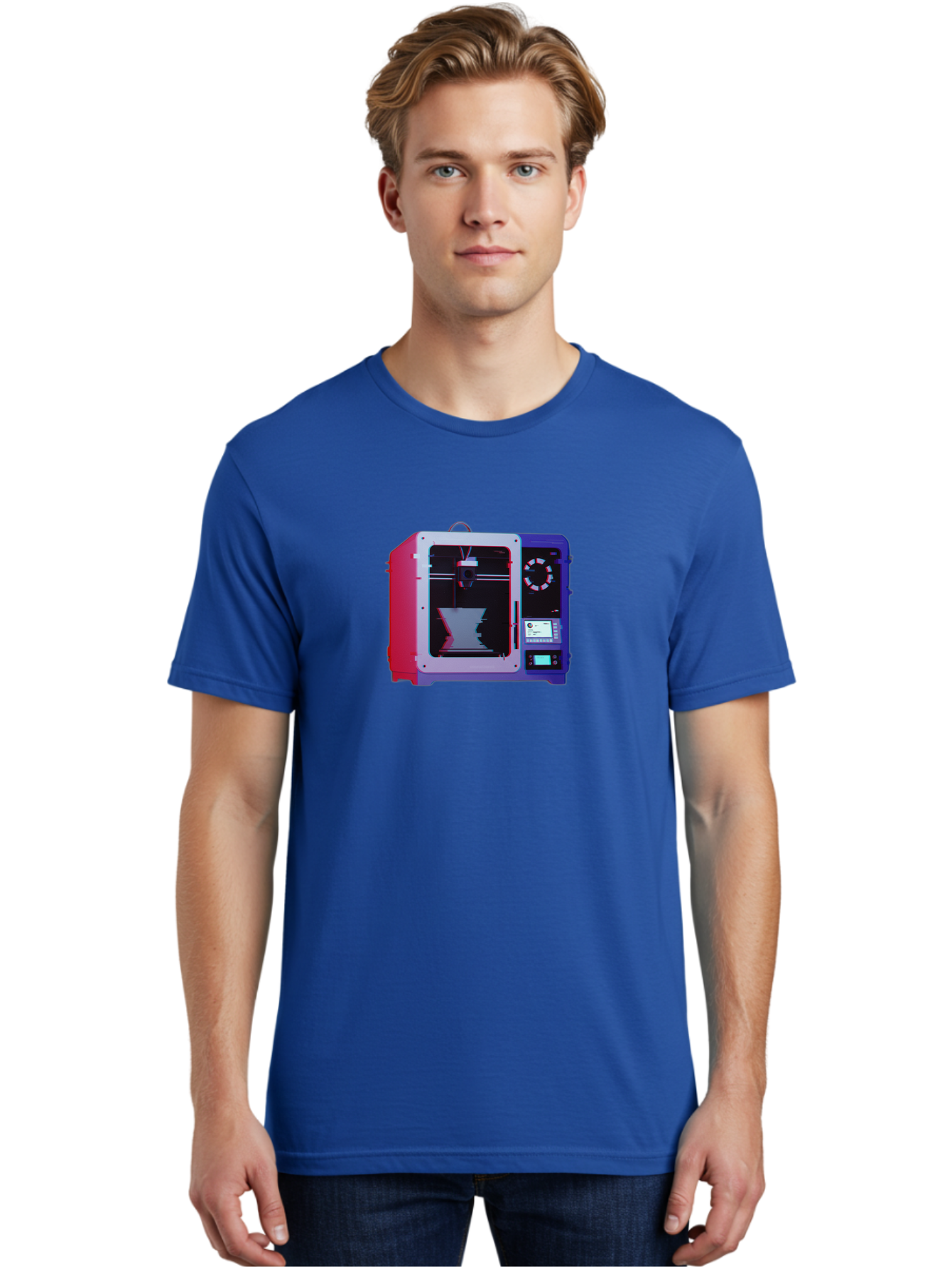 3D-Printer-15 Men'S Graphic Tee, 100% Cotton, Comfortable Casual Summer Wear, Machine Washable, 3D Printing Technology, Additive Manufacturing, Futuristic Design, Digital Fabrication, Rapid Prototyping, Custom Parts, Innovative Machinery Baa008