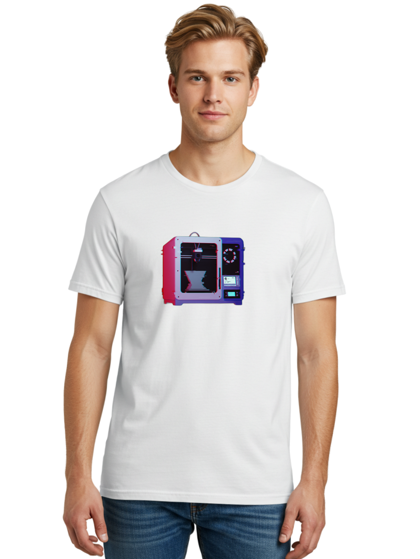 3D-Printer-15 Men'S Graphic Tee, 100% Cotton, Comfortable Casual Summer Wear, Machine Washable, 3D Printing Technology, Additive Manufacturing, Futuristic Design, Digital Fabrication, Rapid Prototyping, Custom Parts, Innovative Machinery Baa008