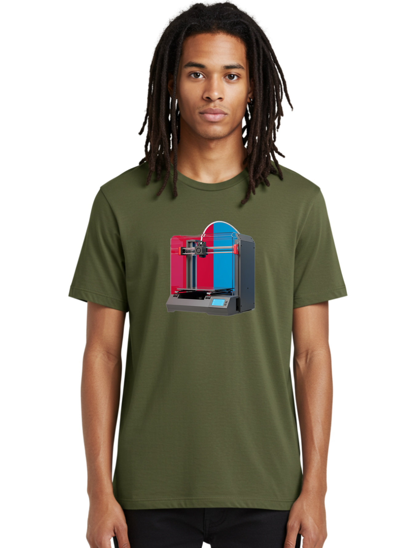 3D-Printer-16 Men'S Graphic Tee, 100% Cotton, Comfortable Casual Summer Wear, Machine Washable, 3D Printing Technology, Rapid Prototyping, Digital Fabrication, Additive Manufacturing, Printer Machine, Futuristic Design, Modern Innovation, Baa009