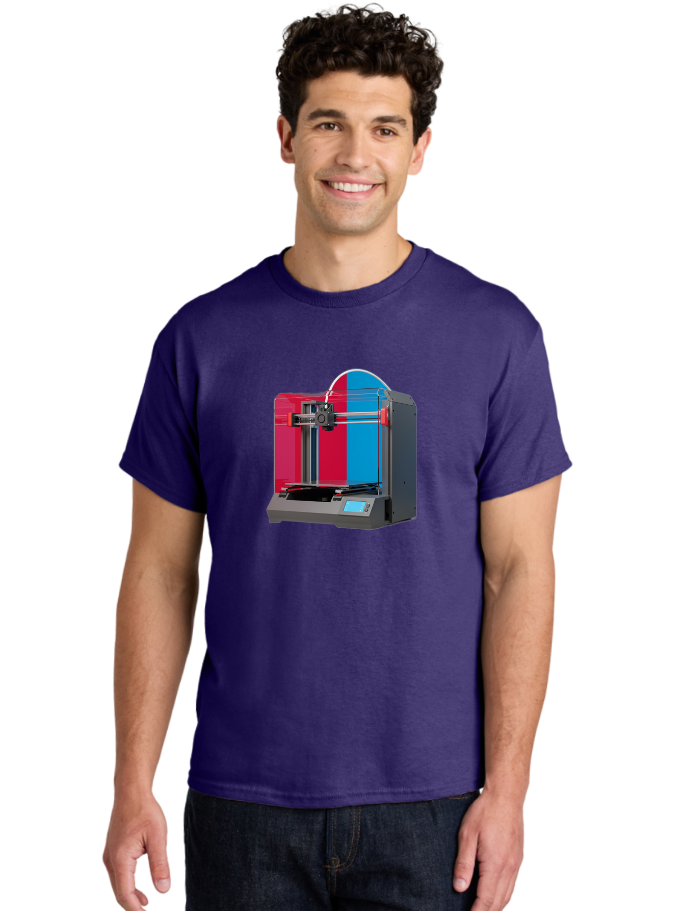 3D-Printer-16 Men'S Graphic Tee, 100% Cotton, Comfortable Casual Summer Wear, Machine Washable, 3D Printing Technology, Rapid Prototyping, Digital Fabrication, Additive Manufacturing, Printer Machine, Futuristic Design, Modern Innovation, Baa009