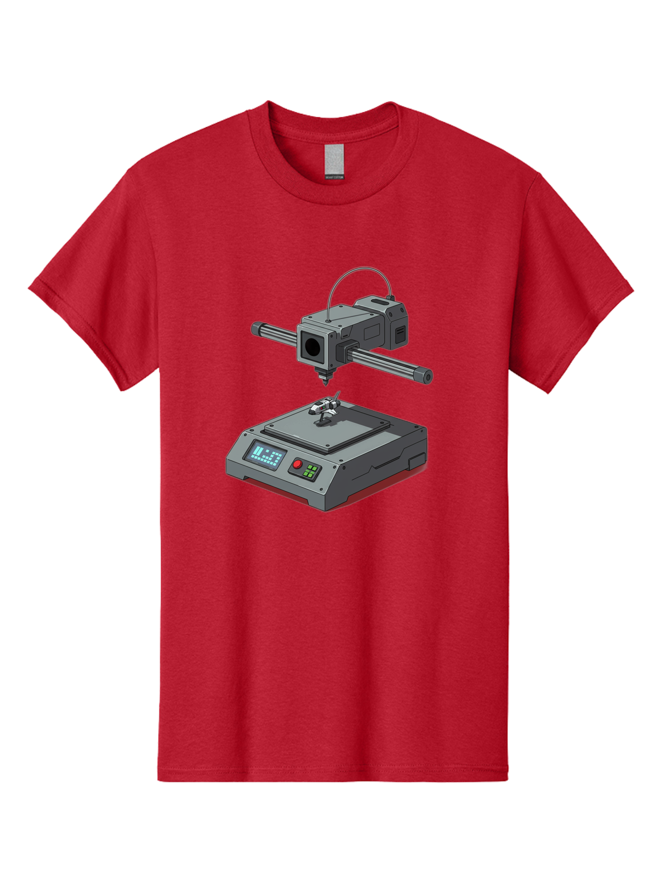 3D-Printer-17 Men'S Graphic Tee, 100% Cotton, Comfortable Casual Summer Wear, Machine Washable, 3D Printing Technology, Rapid Prototyping, Digital Fabrication, Additive Manufacturing, Futuristic Design, Robotic Arm, Cutting-Edge Innovation, Baa010