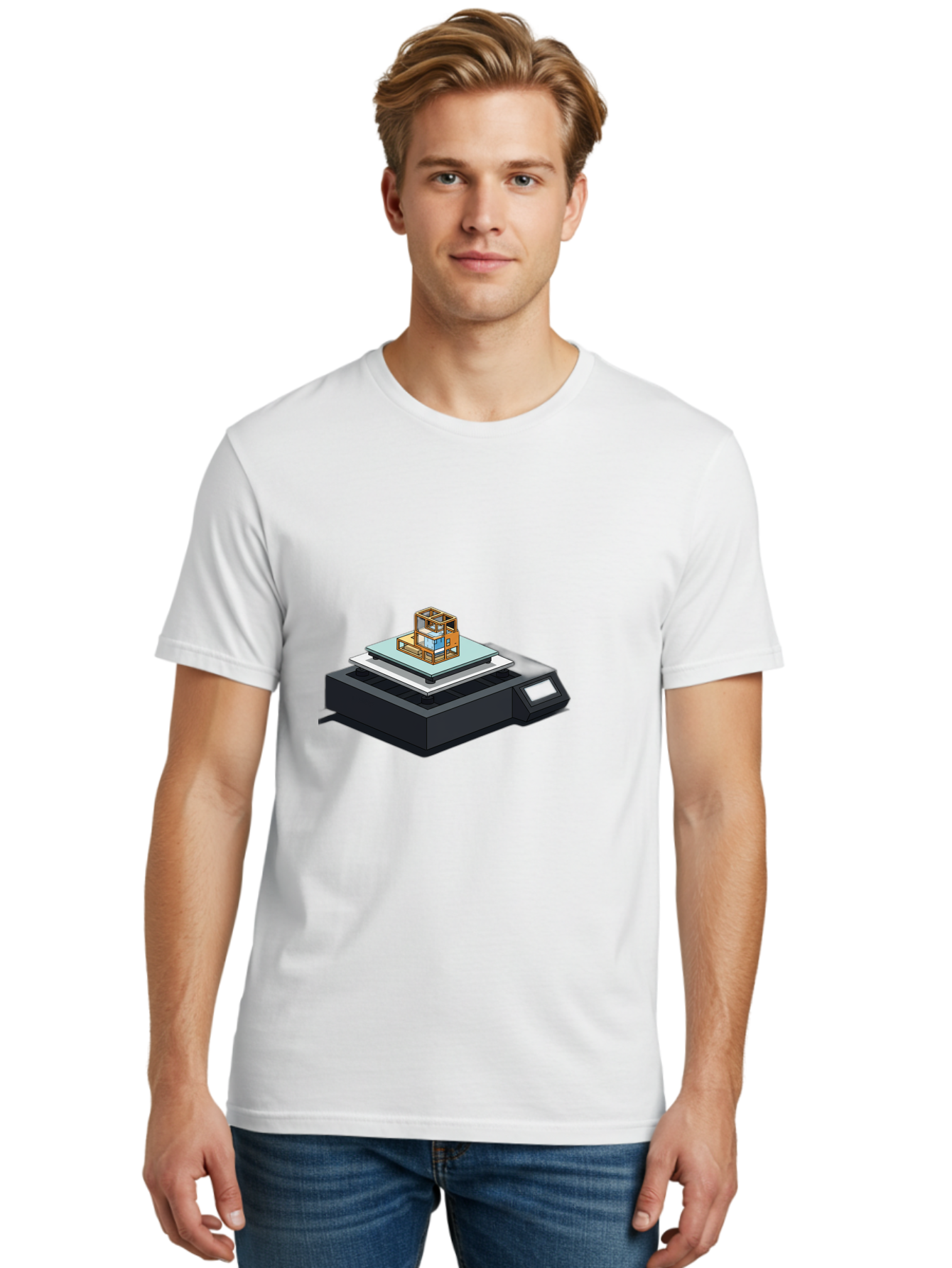 3D-Printer-19 Men'S Graphic Tee, 100% Cotton, Comfortable Casual Summer Wear, Machine Washable, 3D Printing Technology, Additive Manufacturing, Prototype Development, Rapid Prototyping, 3D Modeling, Futuristic Design, Innovative Printing, Baa012