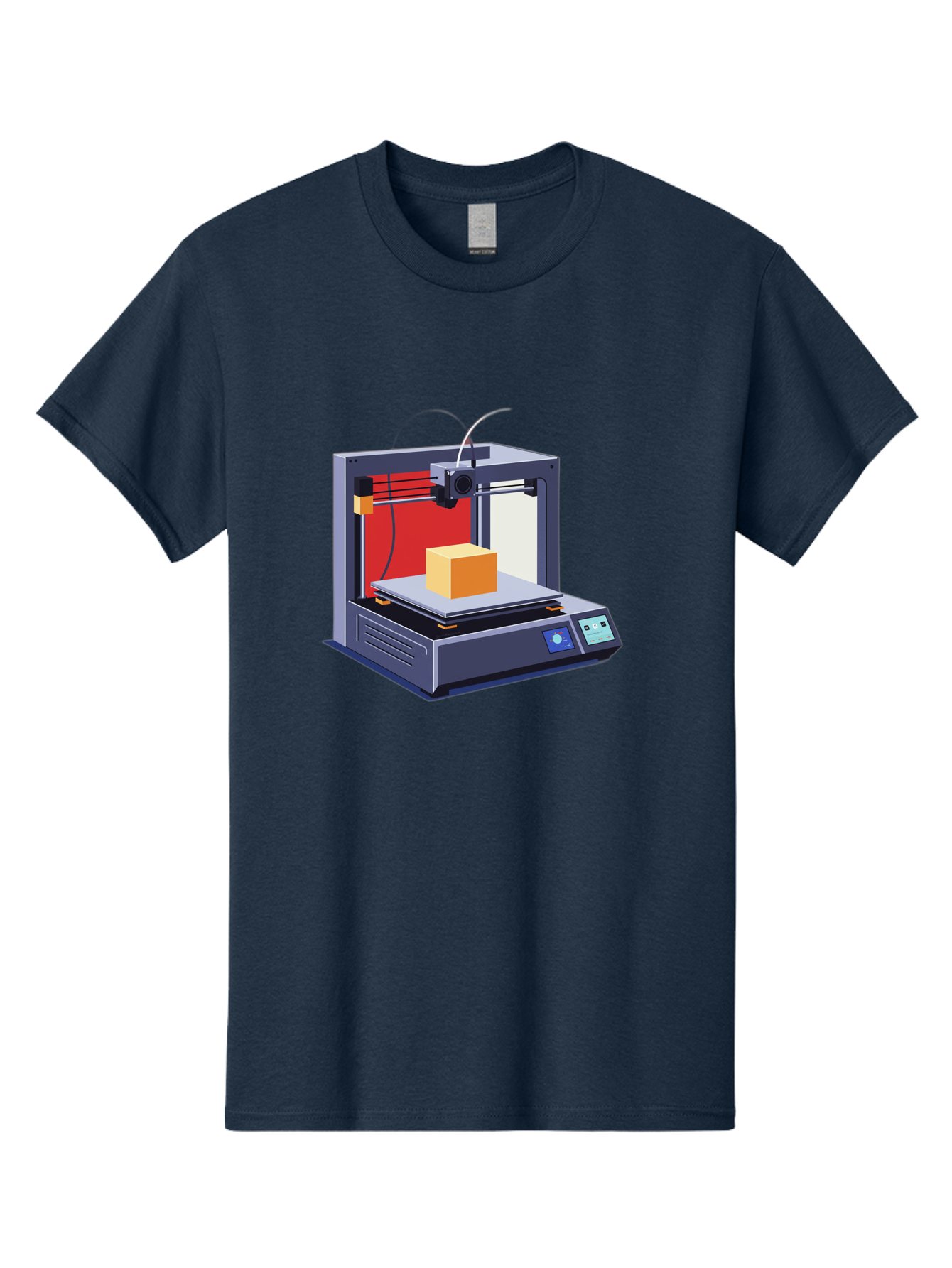 3D-Printer-2 Men'S Graphic Tee, 100% Cotton, Comfortable Casual Summer Wear, Machine Washable, 3D Printing Technology, Additive Manufacturing, Printed Cube, Digital Fabrication, Rapid Prototyping, Industrial Innovation, Futuristic Design Baa013