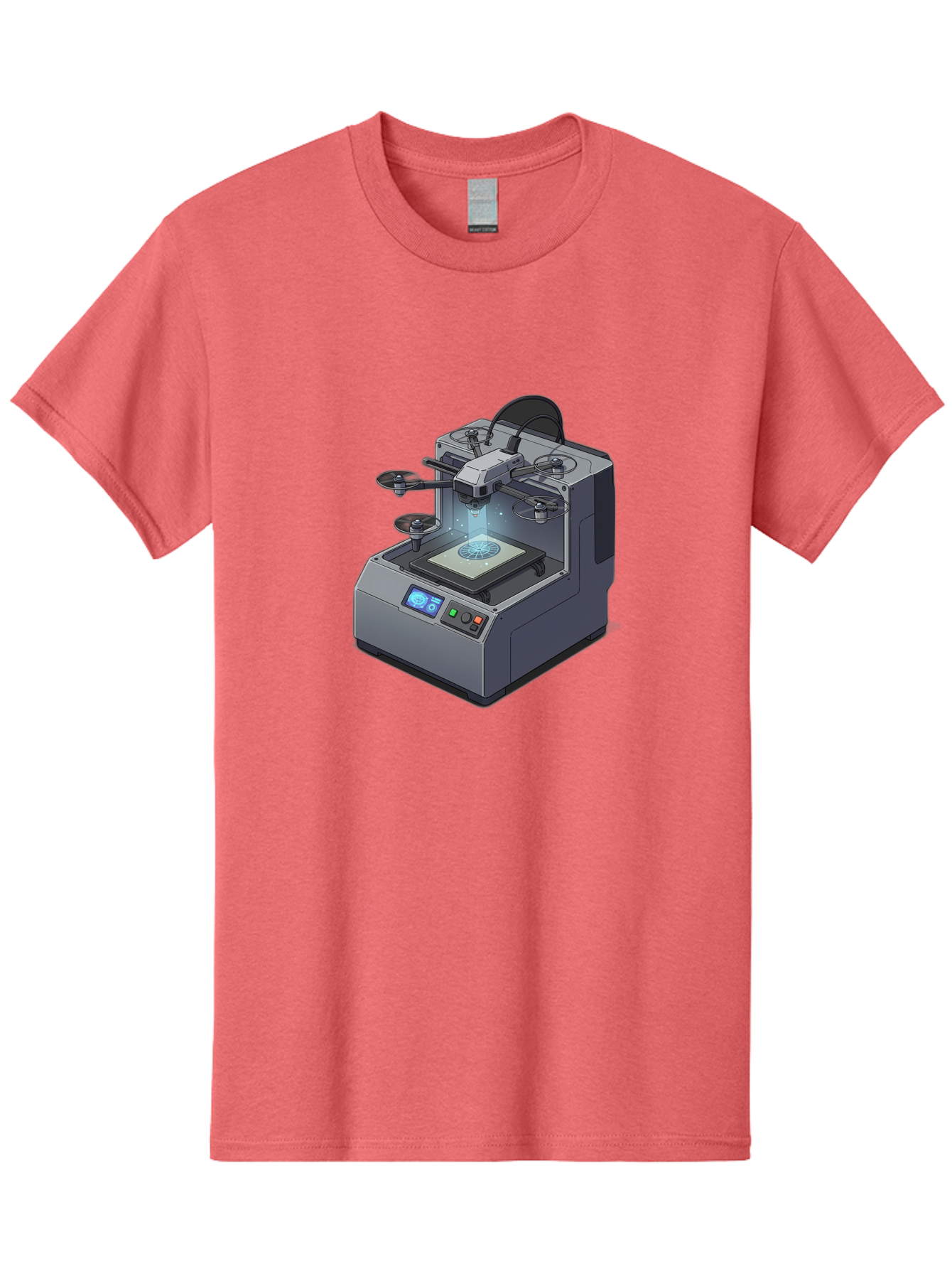 3D-Printer-20 Men'S Graphic Tee, 100% Cotton, Comfortable Casual Summer Wear, Machine Washable, 3D Printing Technology, Futuristic Design, Digital Fabrication, Rapid Prototyping, Additive Manufacturing, Drone Assembly, Robotic Arms, Baa014