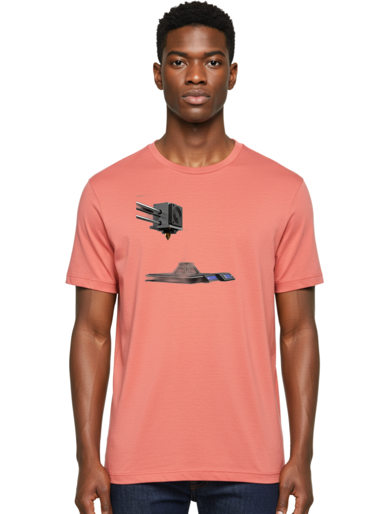 3D-Printer-21 Men'S Graphic Tee, 100% Cotton, Comfortable Casual Summer Wear, Machine Washable, 3D Printing Technology, Additive Manufacturing, Digital Fabrication, Printer Head, 3D Model Creation, Modern Innovation, Futuristic Design, Baa015
