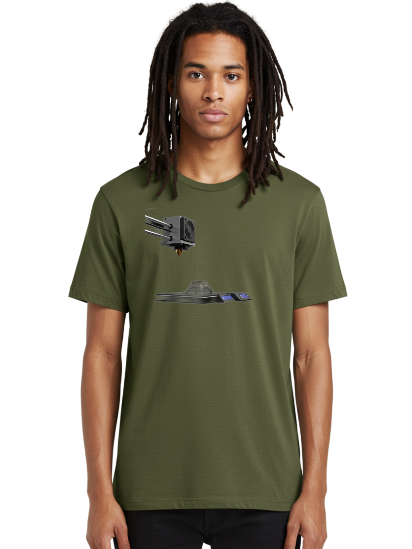3D-Printer-21 Men'S Graphic Tee, 100% Cotton, Comfortable Casual Summer Wear, Machine Washable, 3D Printing Technology, Additive Manufacturing, Digital Fabrication, Printer Head, 3D Model Creation, Modern Innovation, Futuristic Design, Baa015
