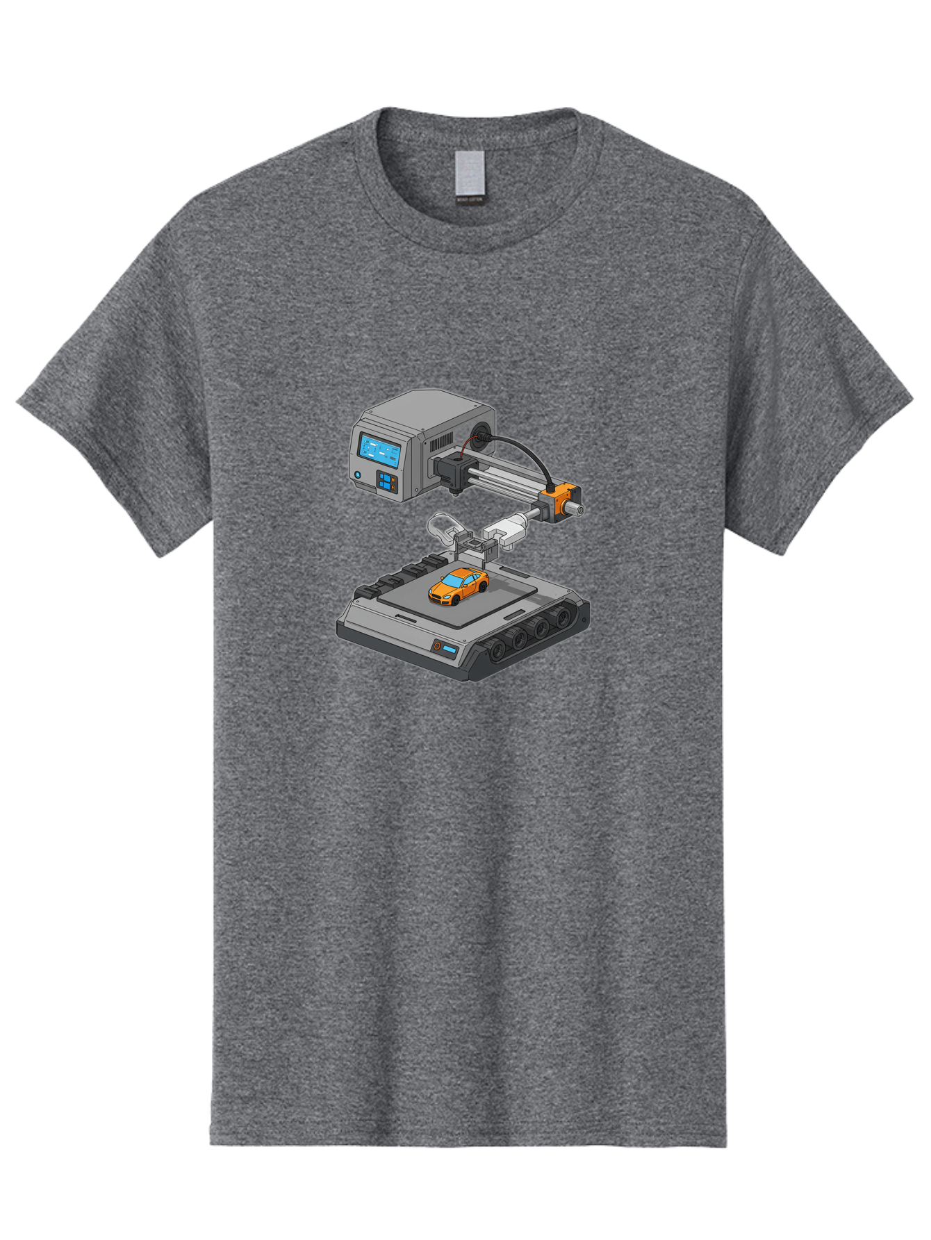 3D-Printer-22 Men'S Graphic Tee, 100% Cotton, Comfortable Casual Summer Wear, Machine Washable, 3D Printing Technology, Rapid Prototyping, Orange Sports Car, Digital Fabrication, Futuristic Manufacturing, Additive Manufacturing, 3D Modeling Baa016