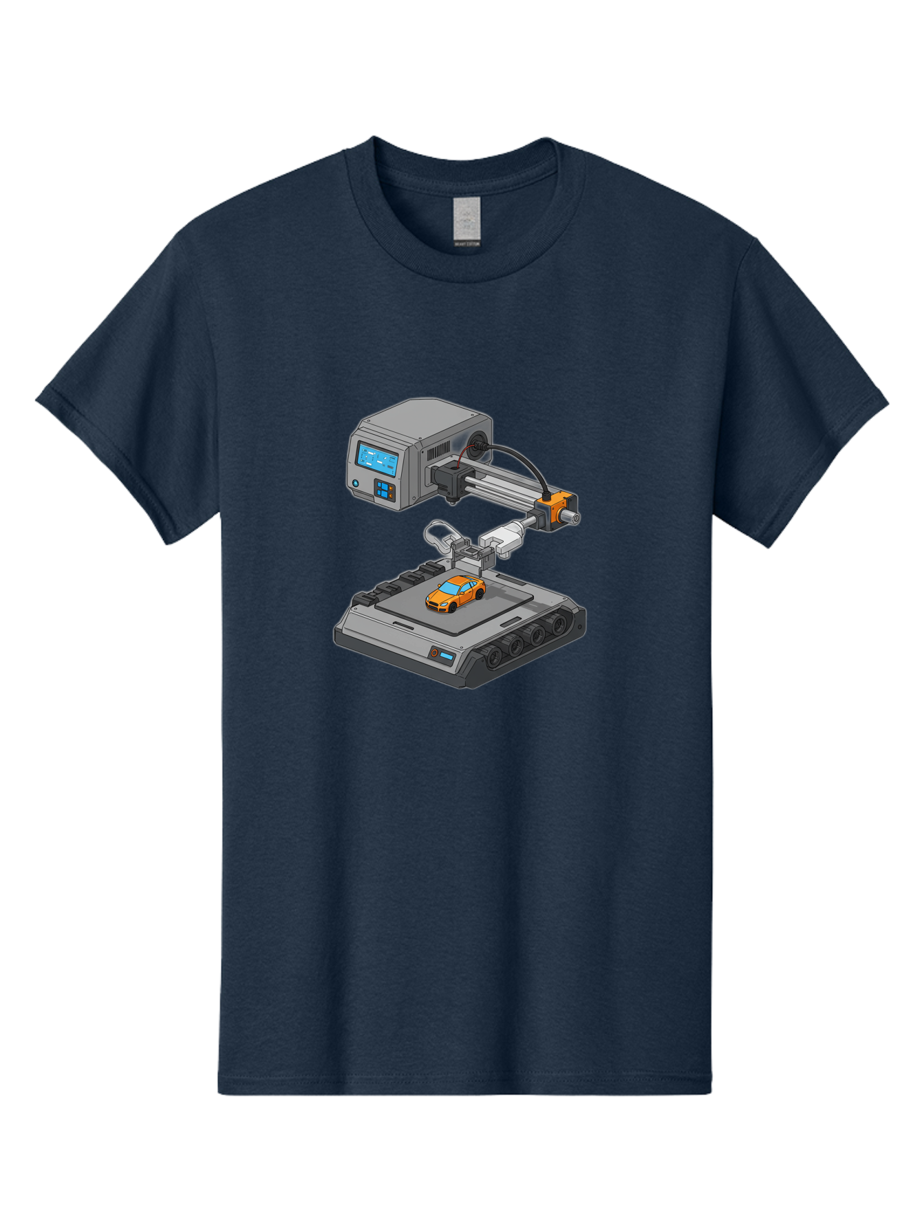 3D-Printer-22 Men'S Graphic Tee, 100% Cotton, Comfortable Casual Summer Wear, Machine Washable, 3D Printing Technology, Rapid Prototyping, Orange Sports Car, Digital Fabrication, Futuristic Manufacturing, Additive Manufacturing, 3D Modeling Baa016
