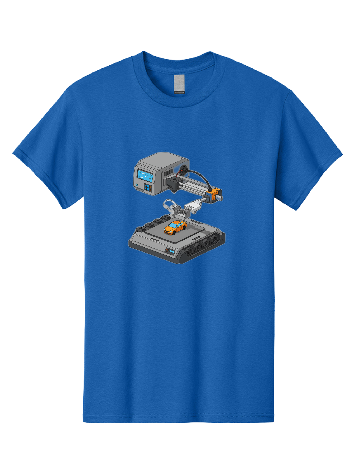 3D-Printer-22 Men'S Graphic Tee, 100% Cotton, Comfortable Casual Summer Wear, Machine Washable, 3D Printing Technology, Rapid Prototyping, Orange Sports Car, Digital Fabrication, Futuristic Manufacturing, Additive Manufacturing, 3D Modeling Baa016