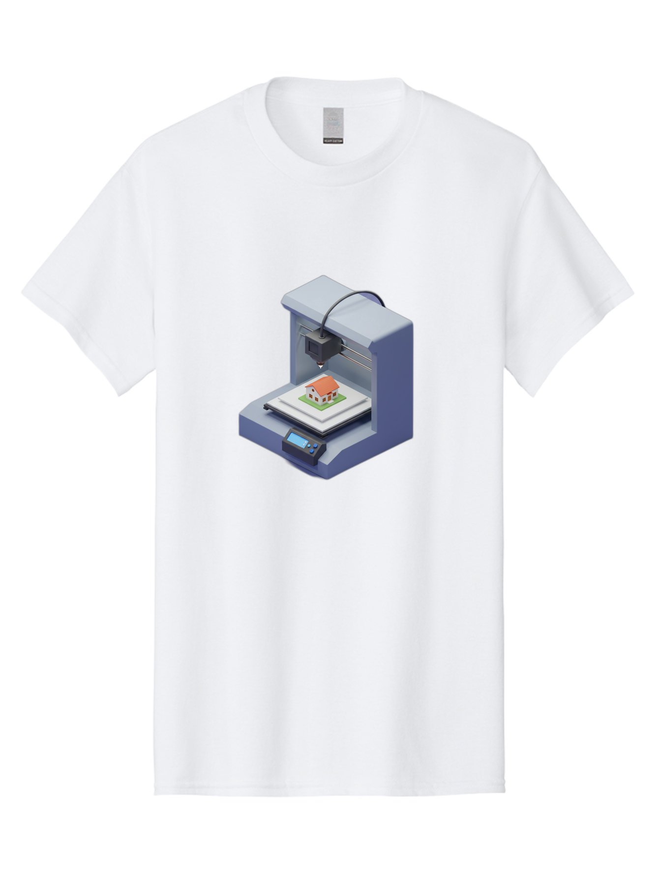 3D-Printer-25 Men'S Graphic Tee, 100% Cotton, Comfortable Casual Summer Wear, Machine Washable, 3D Printing Technology, House Model, Additive Manufacturing, Digital Fabrication, Rapid Prototyping, Modern Architecture, Futuristic Design, Baa019