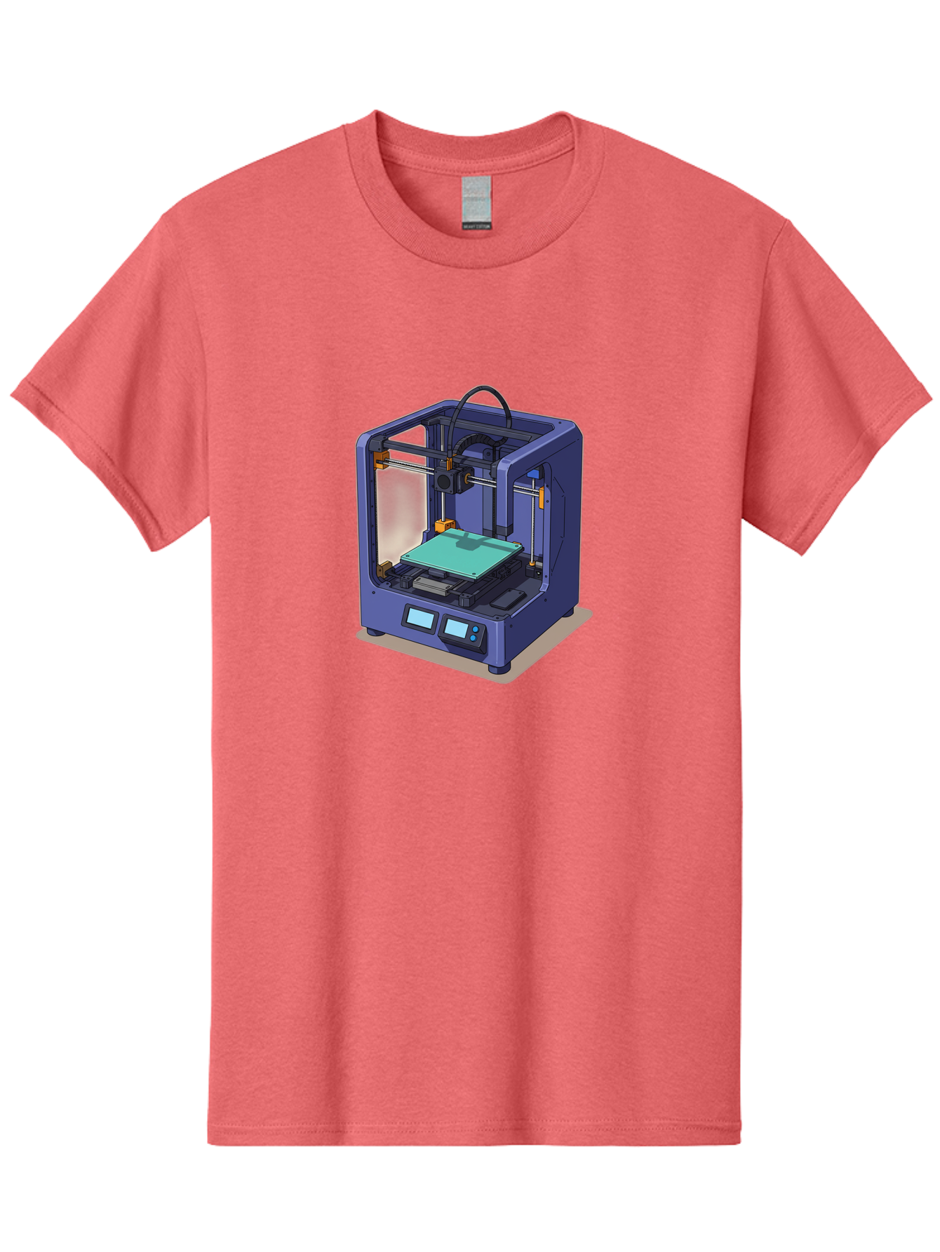 3D-Printer-26 Men'S Graphic Tee, 100% Cotton, Comfortable Casual Summer Wear, Machine Washable, 3D Printing Technology, Additive Manufacturing, Digital Fabrication, Rapid Prototyping, Custom Parts, Innovative Design, Futuristic Machinery, Baa020