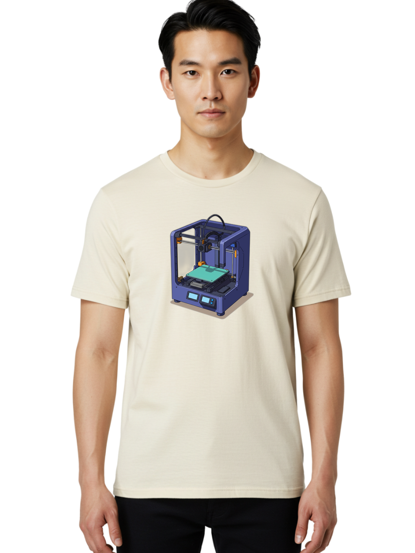 3D-Printer-26 Men'S Graphic Tee, 100% Cotton, Comfortable Casual Summer Wear, Machine Washable, 3D Printing Technology, Additive Manufacturing, Digital Fabrication, Rapid Prototyping, Custom Parts, Innovative Design, Futuristic Machinery, Baa020