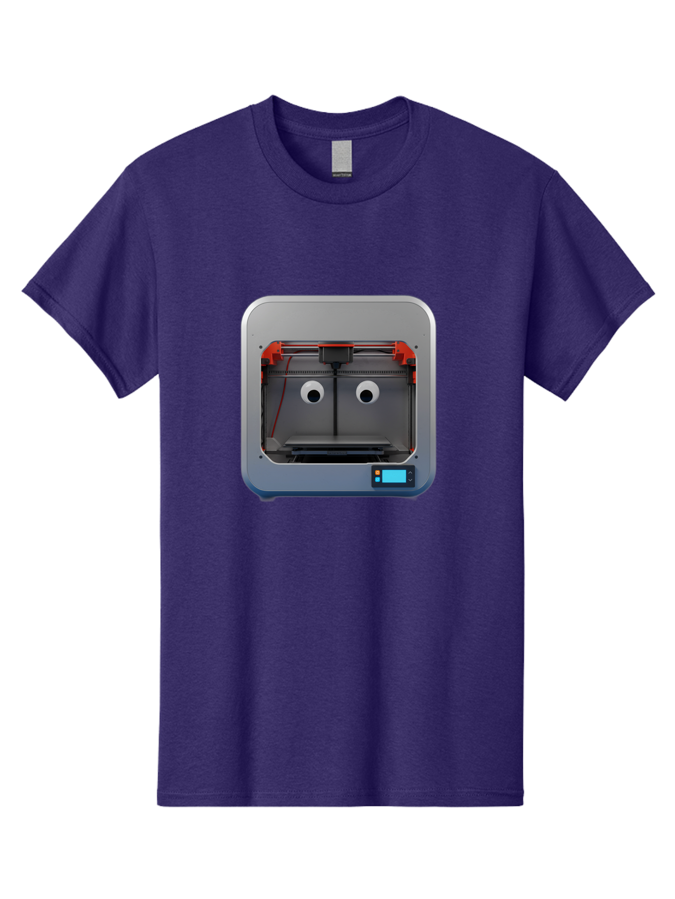 3D-Printer-27 Men'S Graphic Tee, 100% Cotton, Comfortable Casual Summer Wear, Machine Washable, 3D Printing Technology, Additive Manufacturing, Digital Fabrication, Printer Interior, Gray Metal Frame, Orange Accents, Control Panel, Baa021