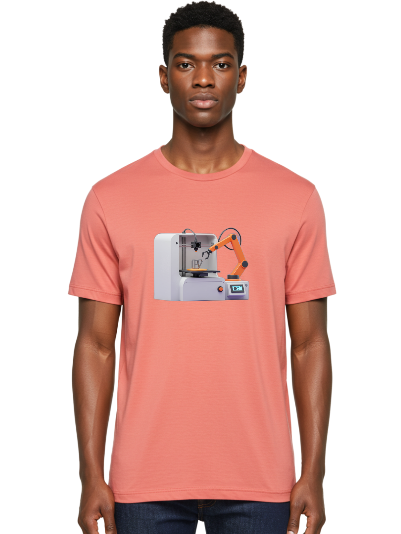 3D-Printer-28 Men'S Graphic Tee, 100% Cotton, Comfortable Casual Summer Wear, Machine Washable, 3D Printing Technology, Robotic Arm, Precision Engineering, Additive Manufacturing, Digital Fabrication, Prototype Development, 3D Modeling Baa022