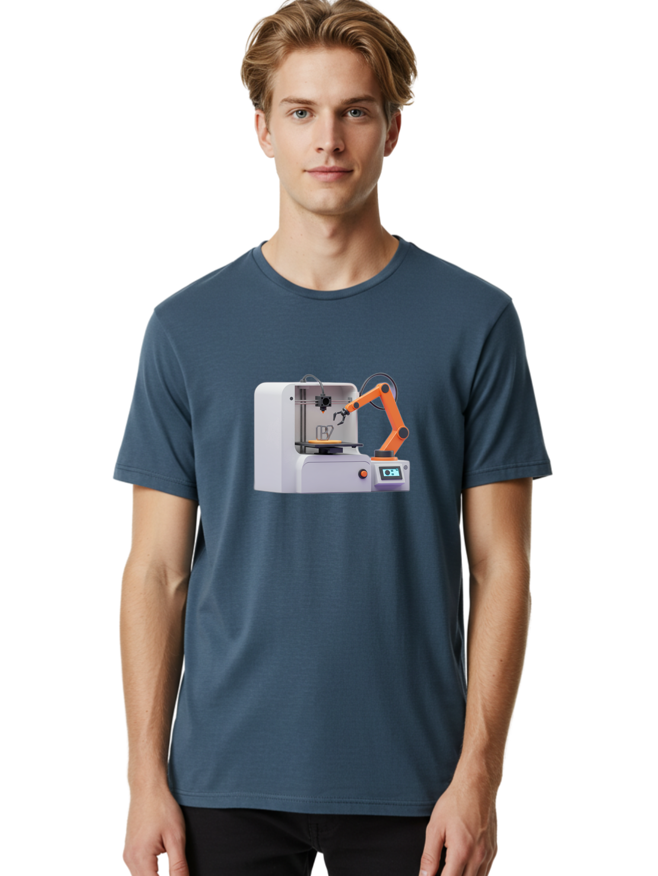 3D-Printer-28 Men'S Graphic Tee, 100% Cotton, Comfortable Casual Summer Wear, Machine Washable, 3D Printing Technology, Robotic Arm, Precision Engineering, Additive Manufacturing, Digital Fabrication, Prototype Development, 3D Modeling Baa022