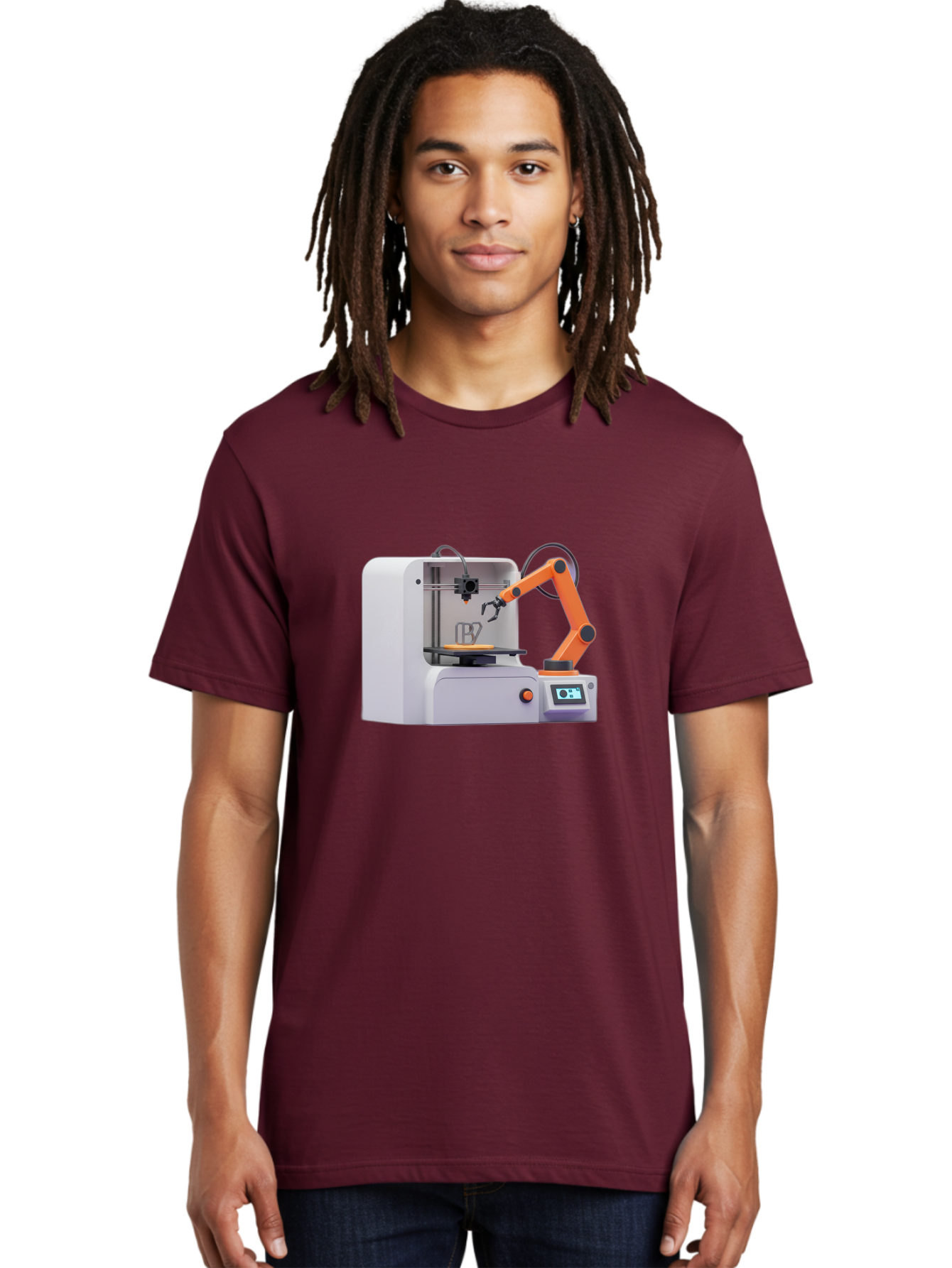 3D-Printer-28 Men'S Graphic Tee, 100% Cotton, Comfortable Casual Summer Wear, Machine Washable, 3D Printing Technology, Robotic Arm, Precision Engineering, Additive Manufacturing, Digital Fabrication, Prototype Development, 3D Modeling Baa022