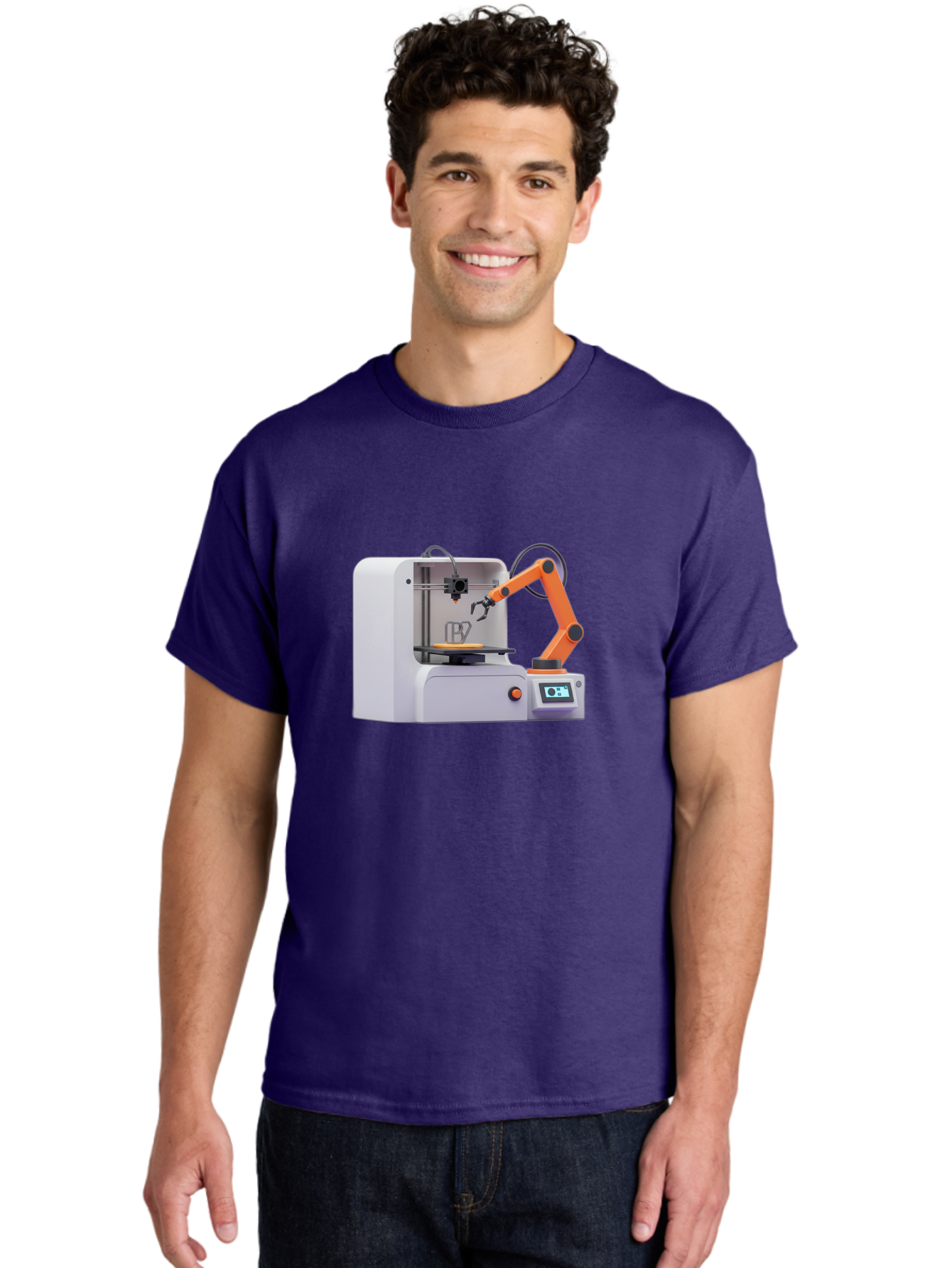 3D-Printer-28 Men'S Graphic Tee, 100% Cotton, Comfortable Casual Summer Wear, Machine Washable, 3D Printing Technology, Robotic Arm, Precision Engineering, Additive Manufacturing, Digital Fabrication, Prototype Development, 3D Modeling Baa022