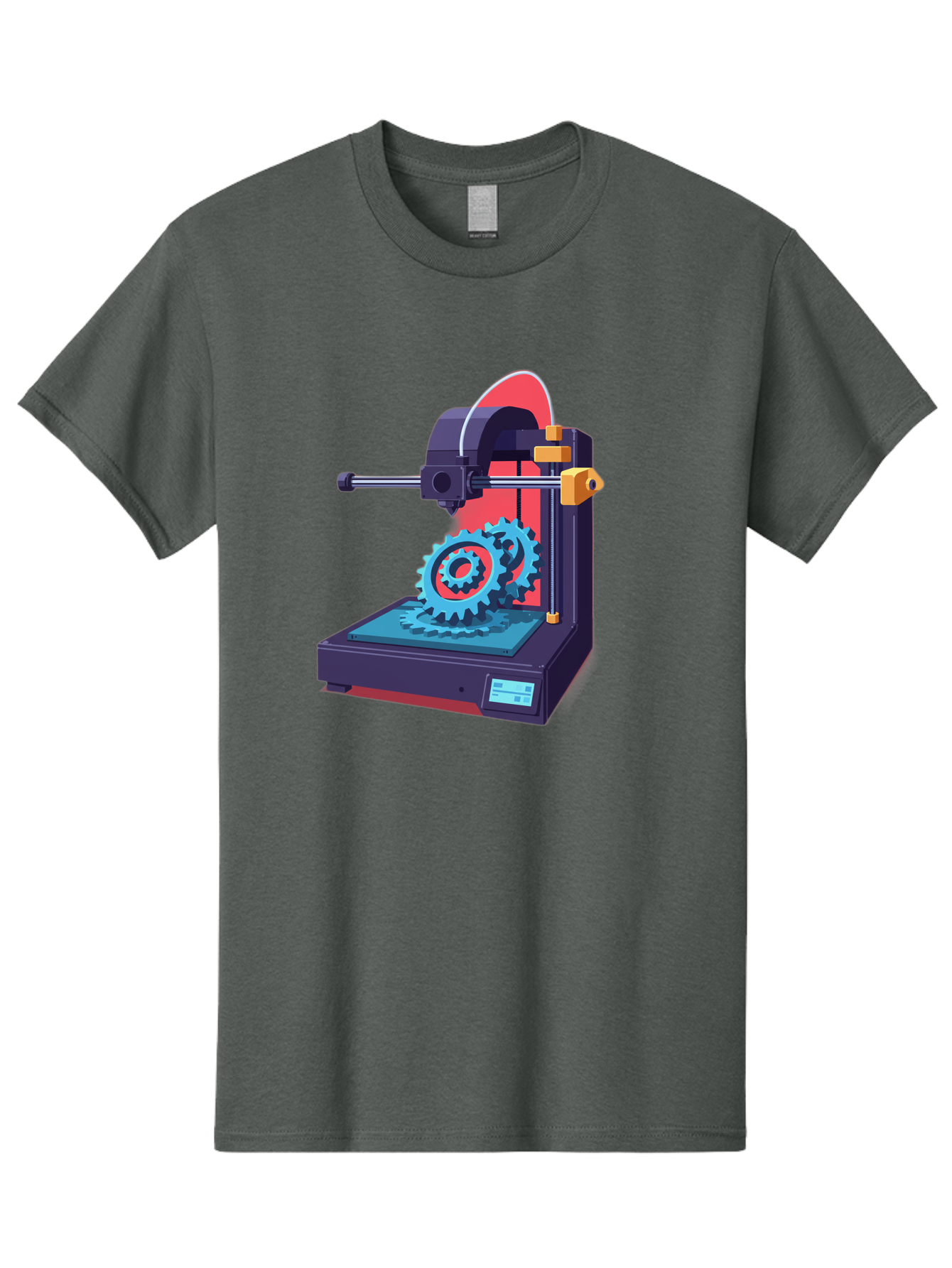 3D-Printer-29 Men'S Graphic Tee, 100% Cotton, Comfortable Casual Summer Wear, Machine Washable, 3D Printing Technology, Additive Manufacturing, Modern Machinery, Mechanical Parts, Digital Fabrication, Innovative Production, Gear Production, Baa023